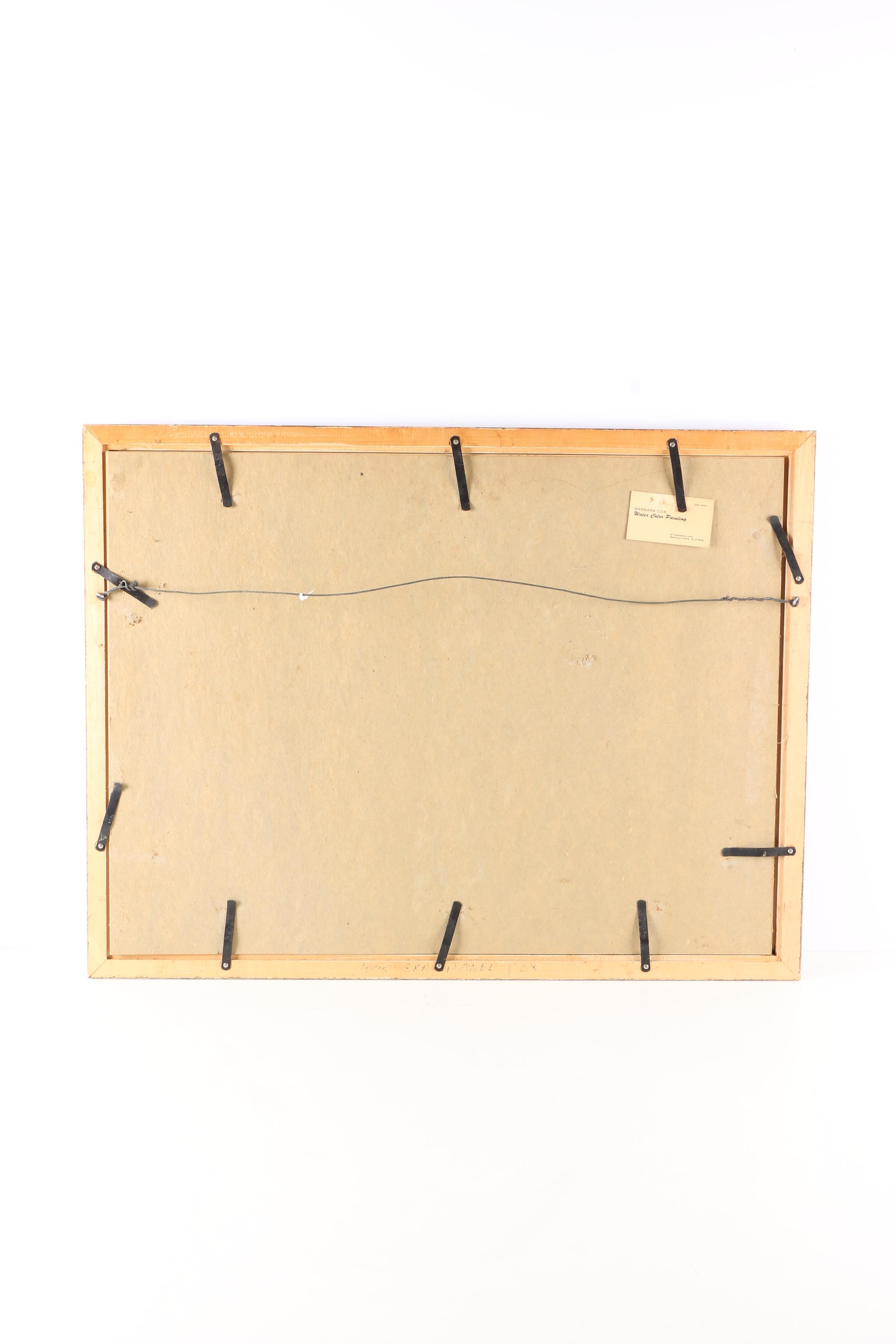 Barbara Cox Watercolor of a Lighthouse on a Rocky Shore