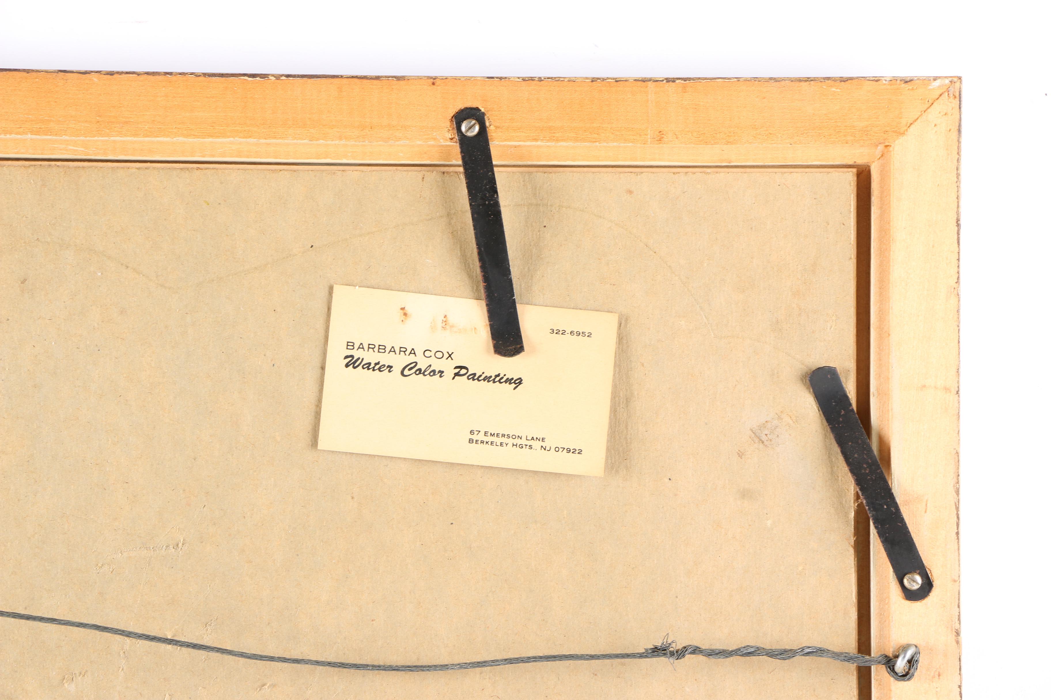 Barbara Cox Watercolor of a Lighthouse on a Rocky Shore