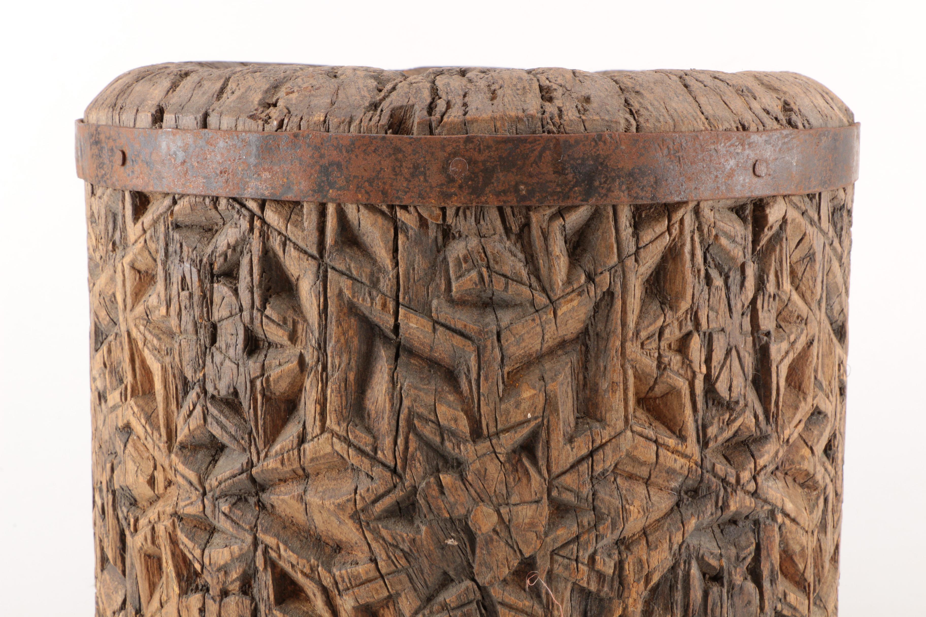 Hand Carved Wooden Planter