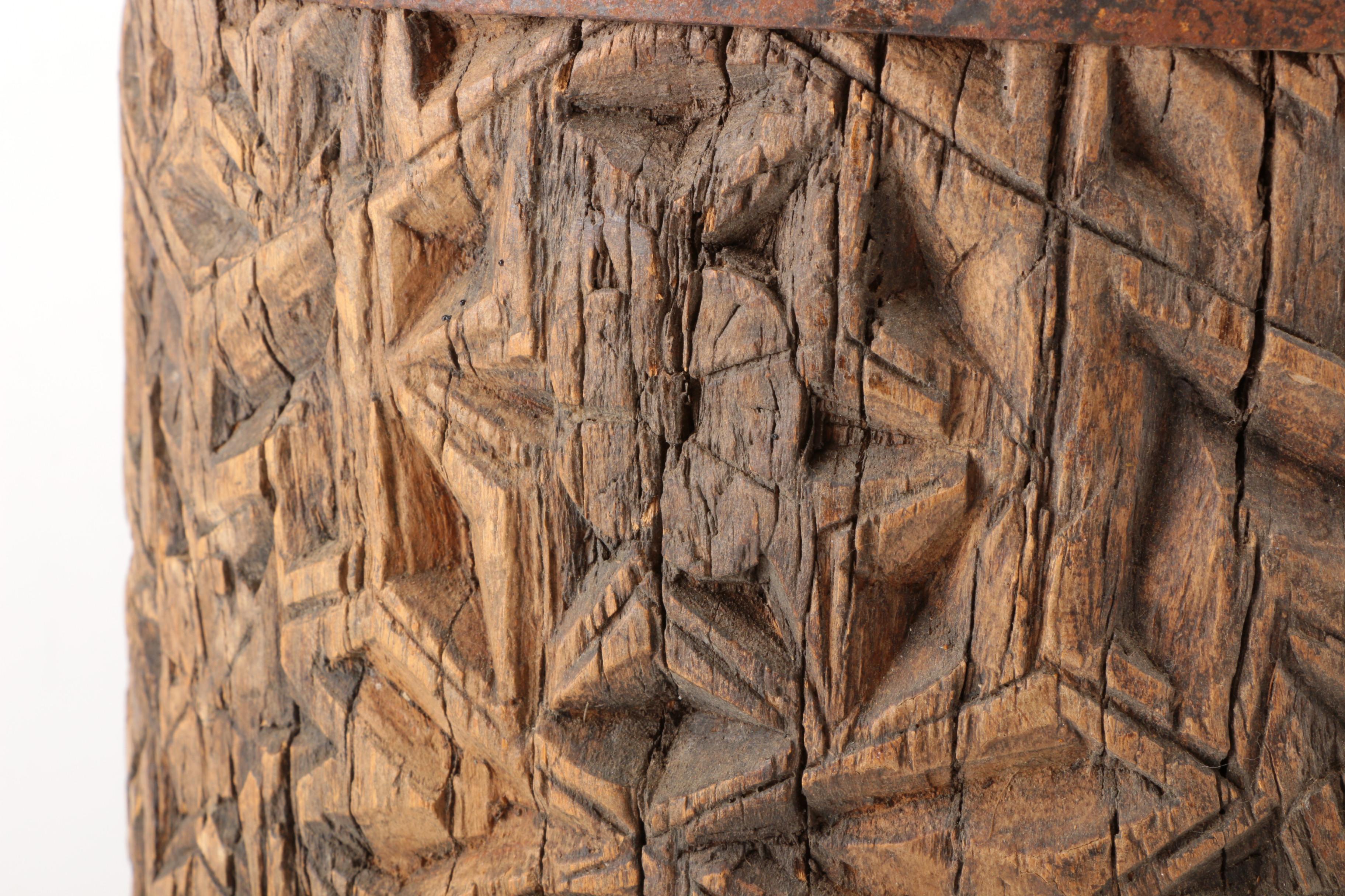 Hand Carved Wooden Planter