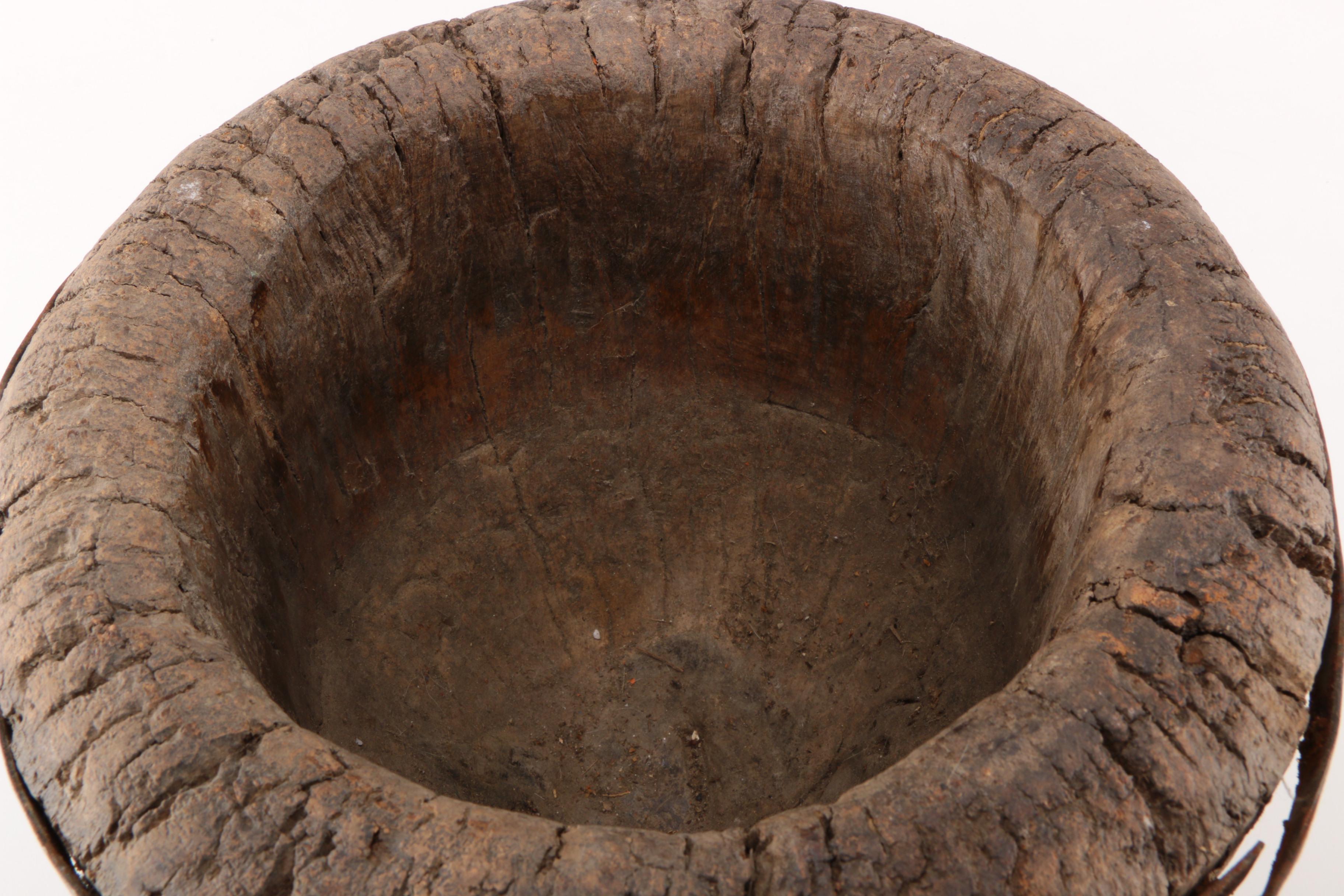 Hand Carved Wooden Planter