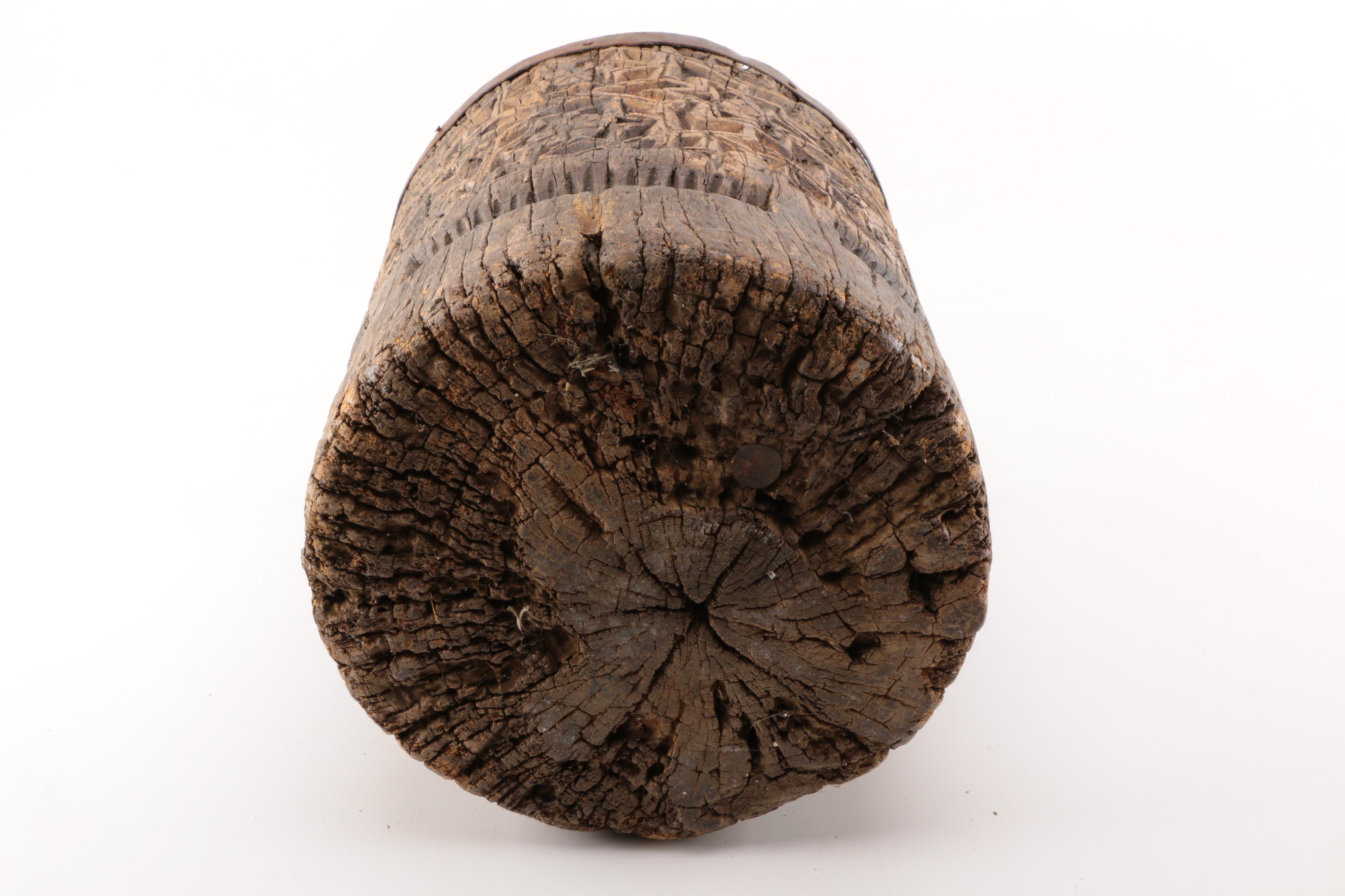 Hand Carved Wooden Planter