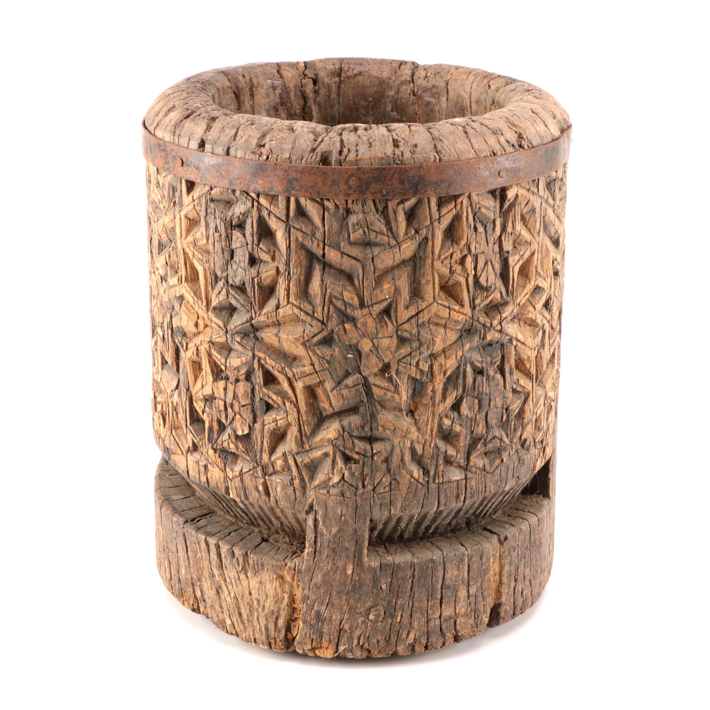 Hand Carved Wooden Planter