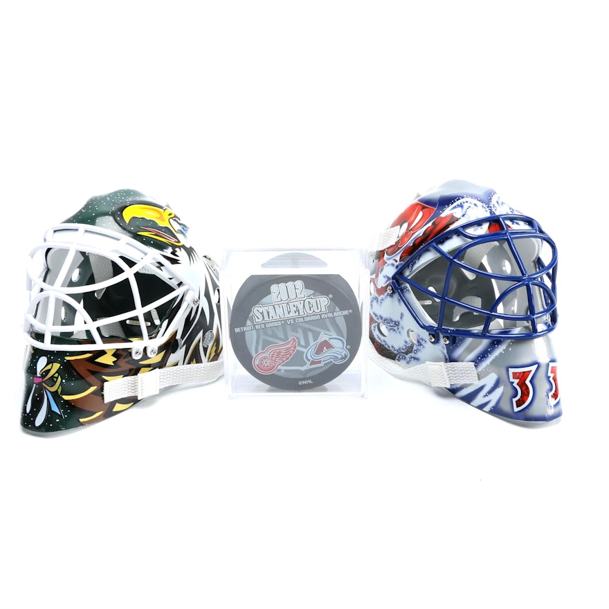 Patrick Roy and Eddie Balfour Miniature Helmets and Puck