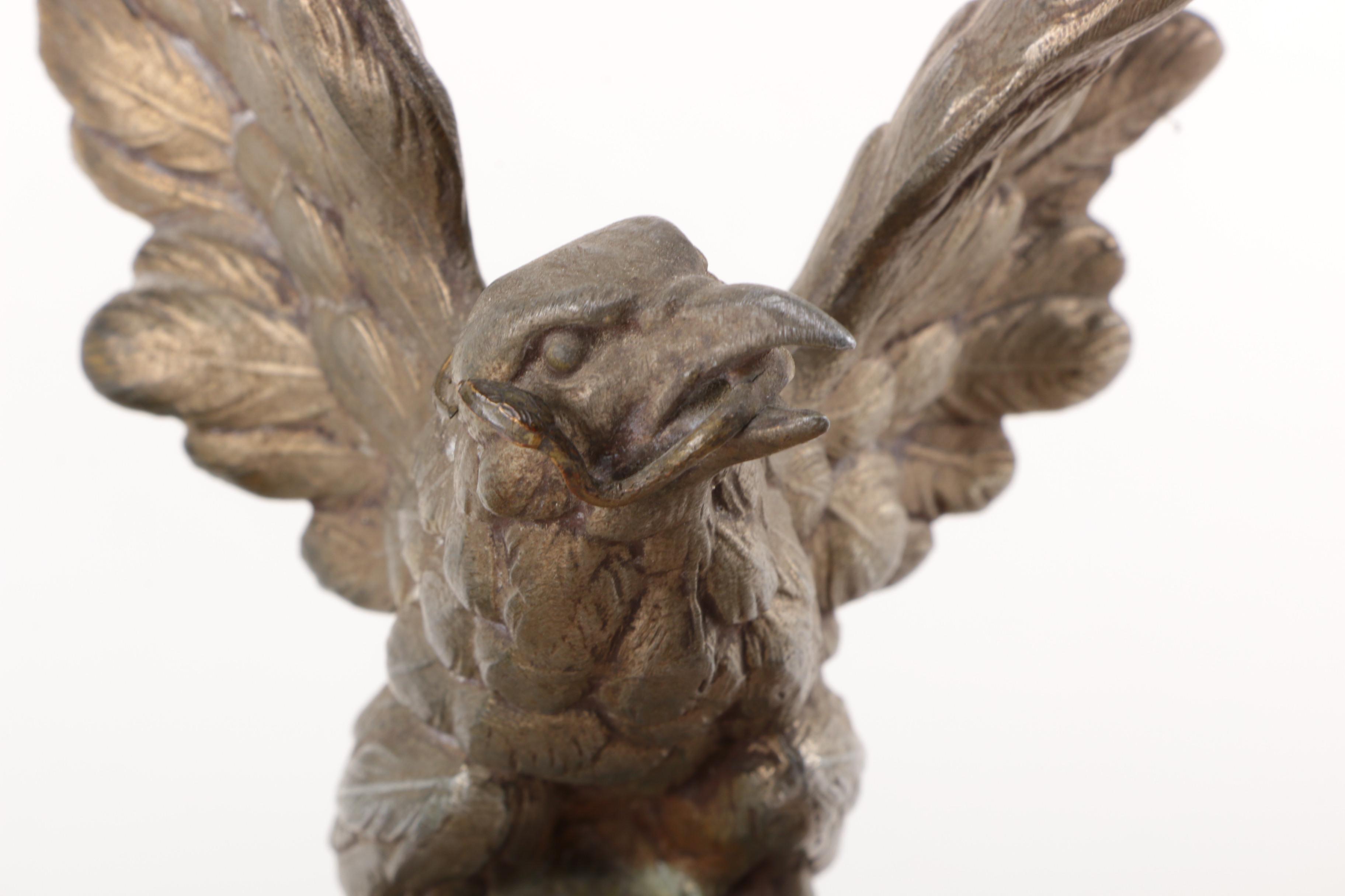 Melotte Signed Inkwell with Eagle Statuette