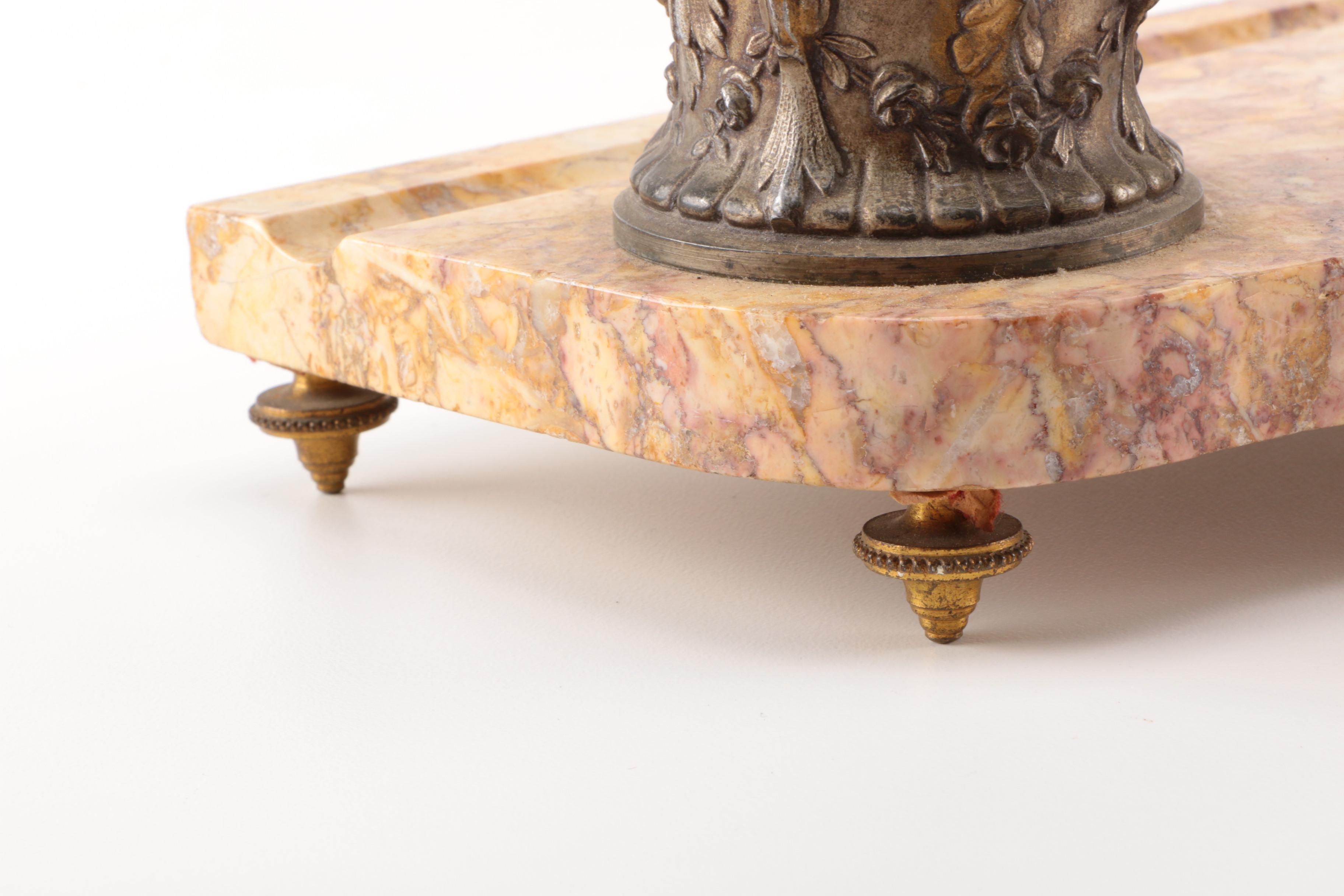 Melotte Signed Inkwell with Eagle Statuette