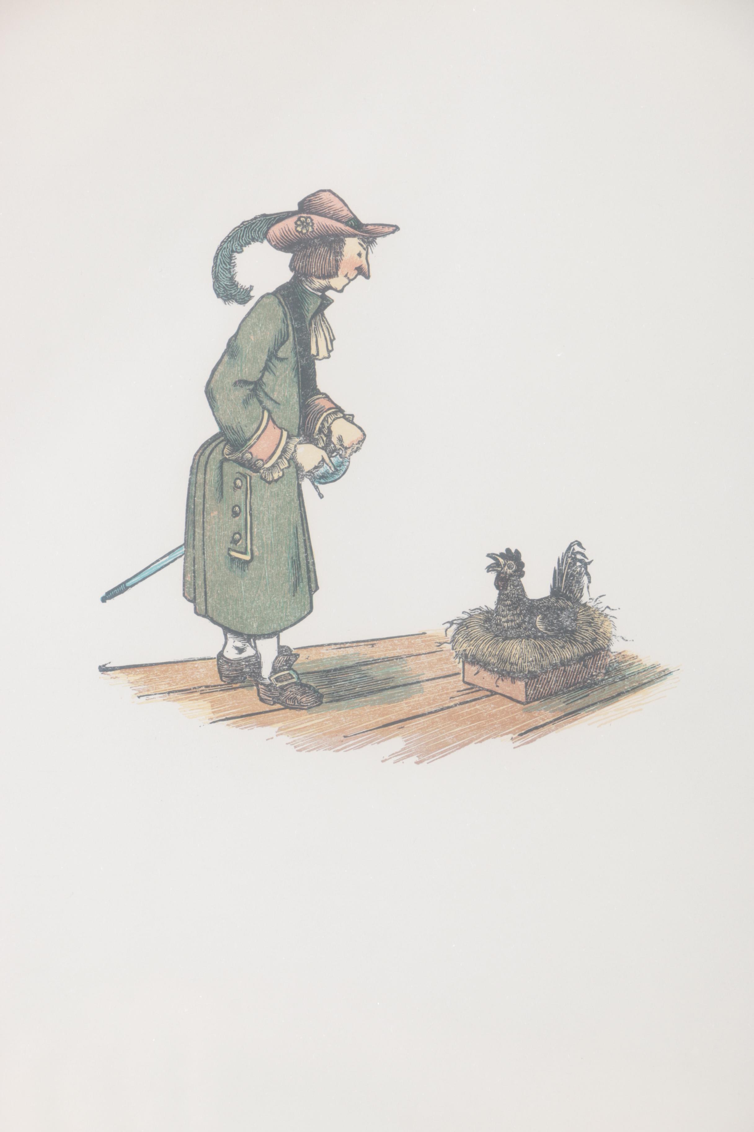 Lithograph of a Swordsman and Hen