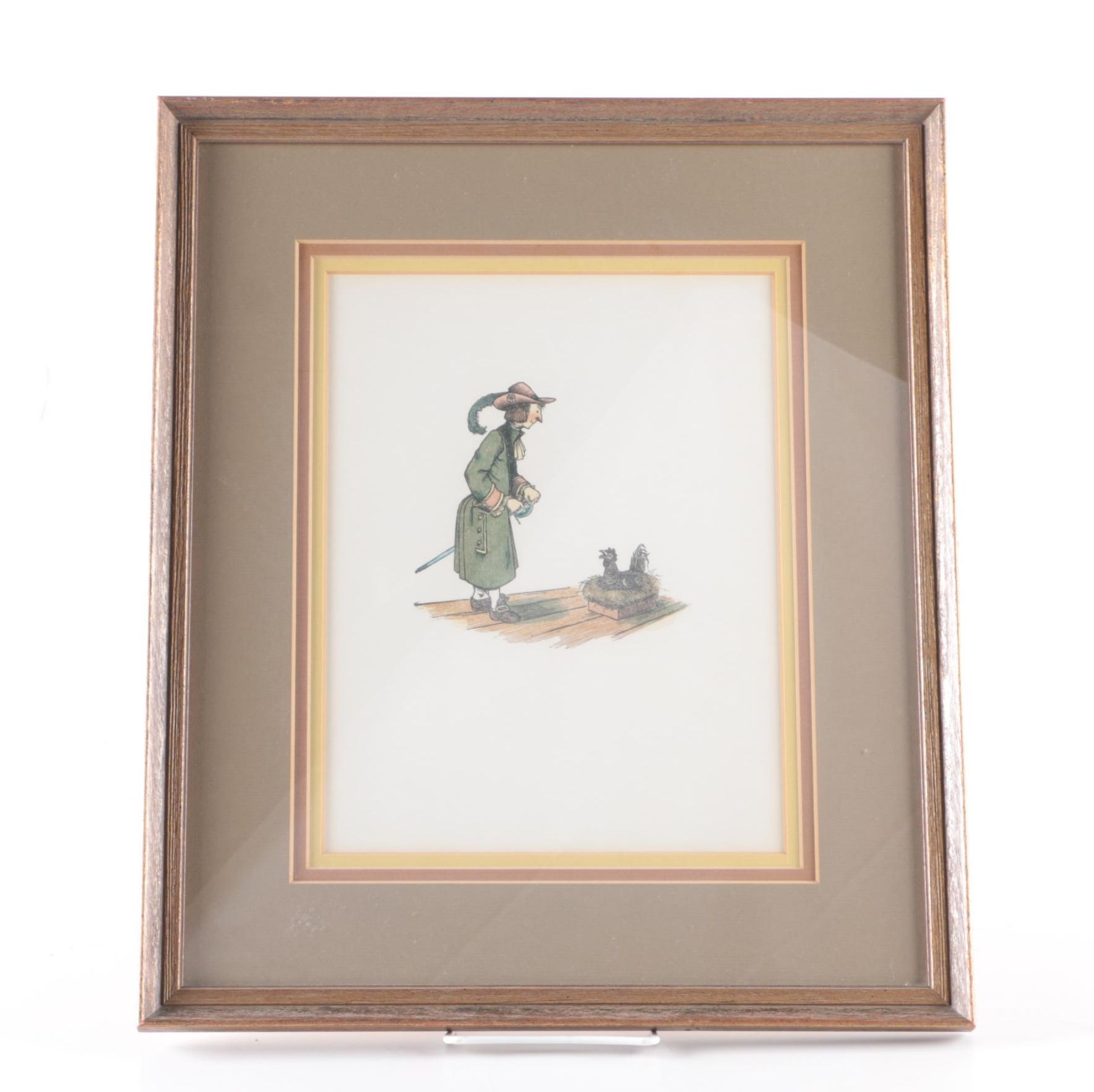 Lithograph of a Swordsman and Hen