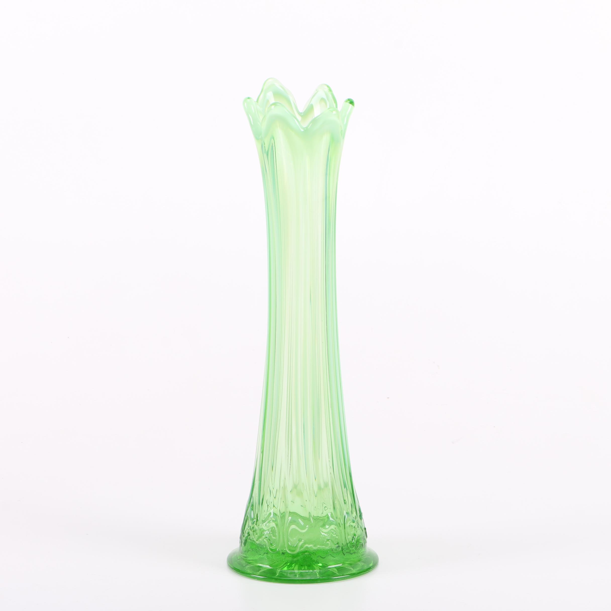 Green Pulled Glass Vase