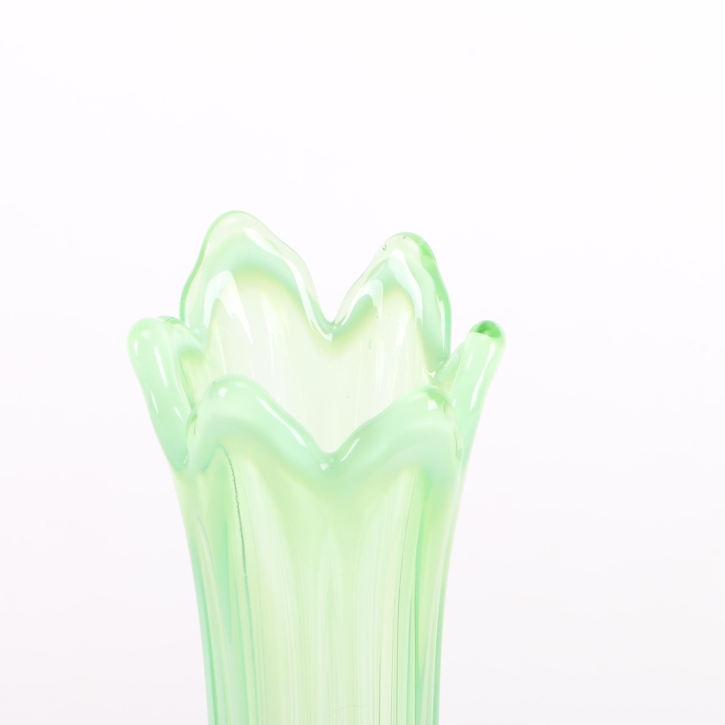 Green Pulled Glass Vase
