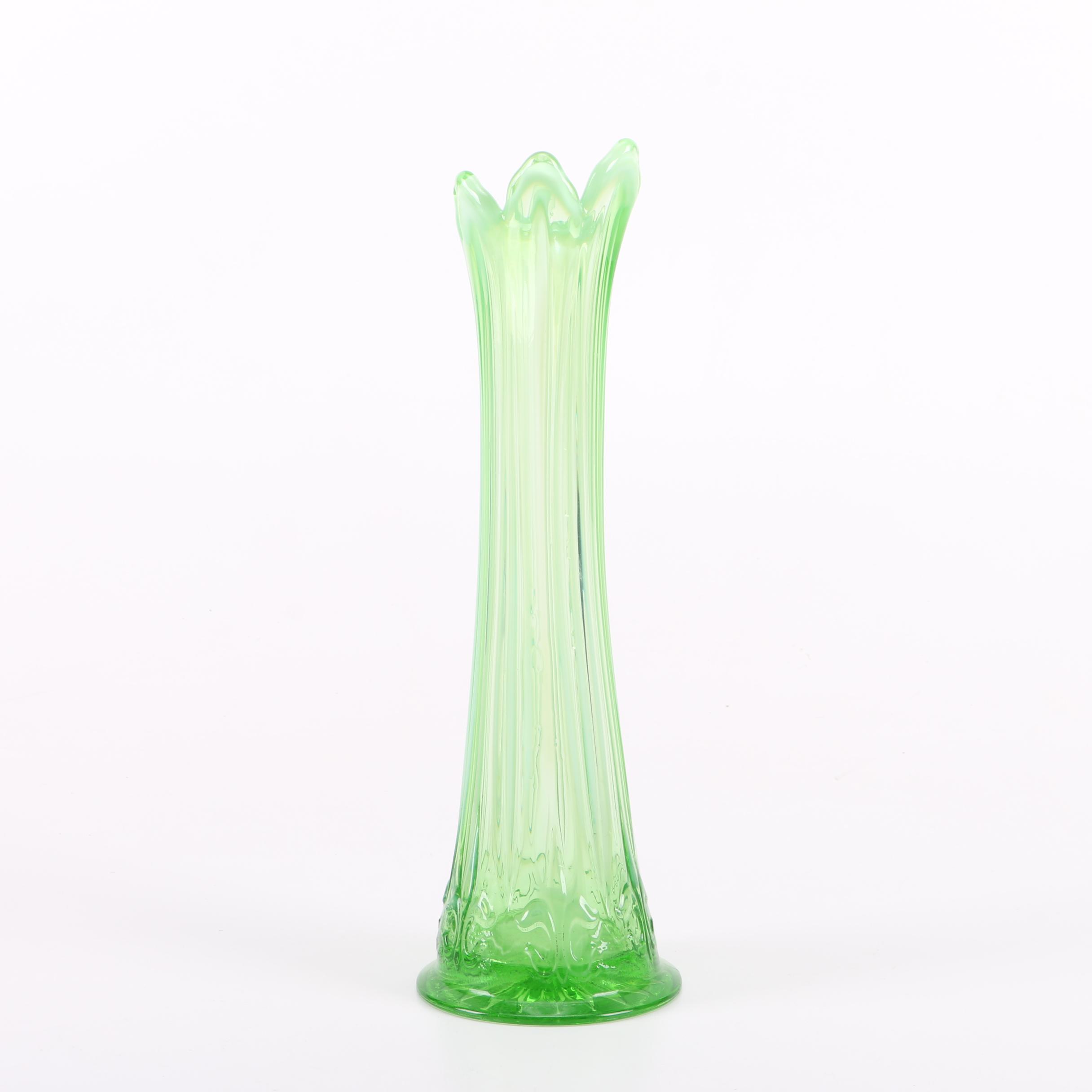 Green Pulled Glass Vase