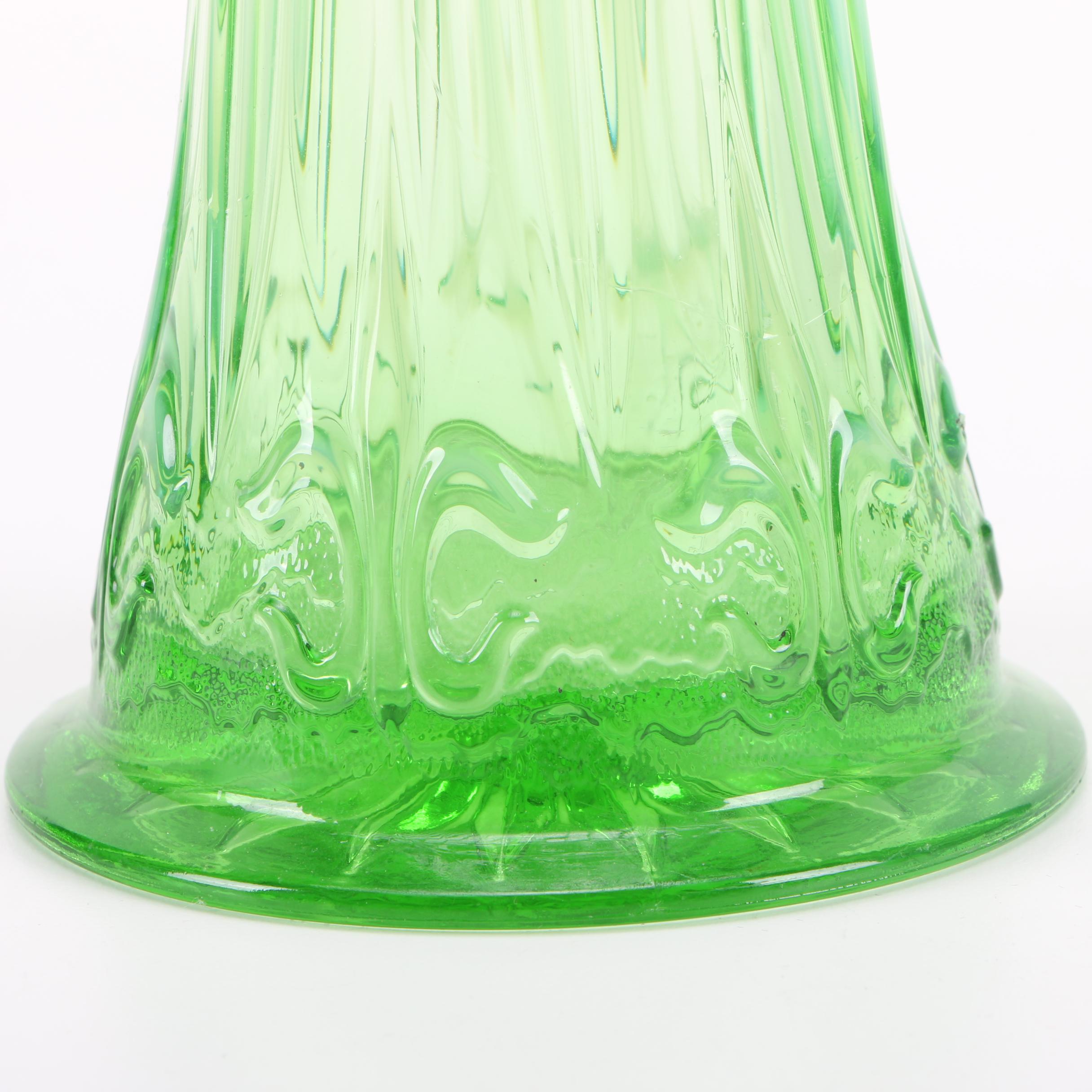 Green Pulled Glass Vase