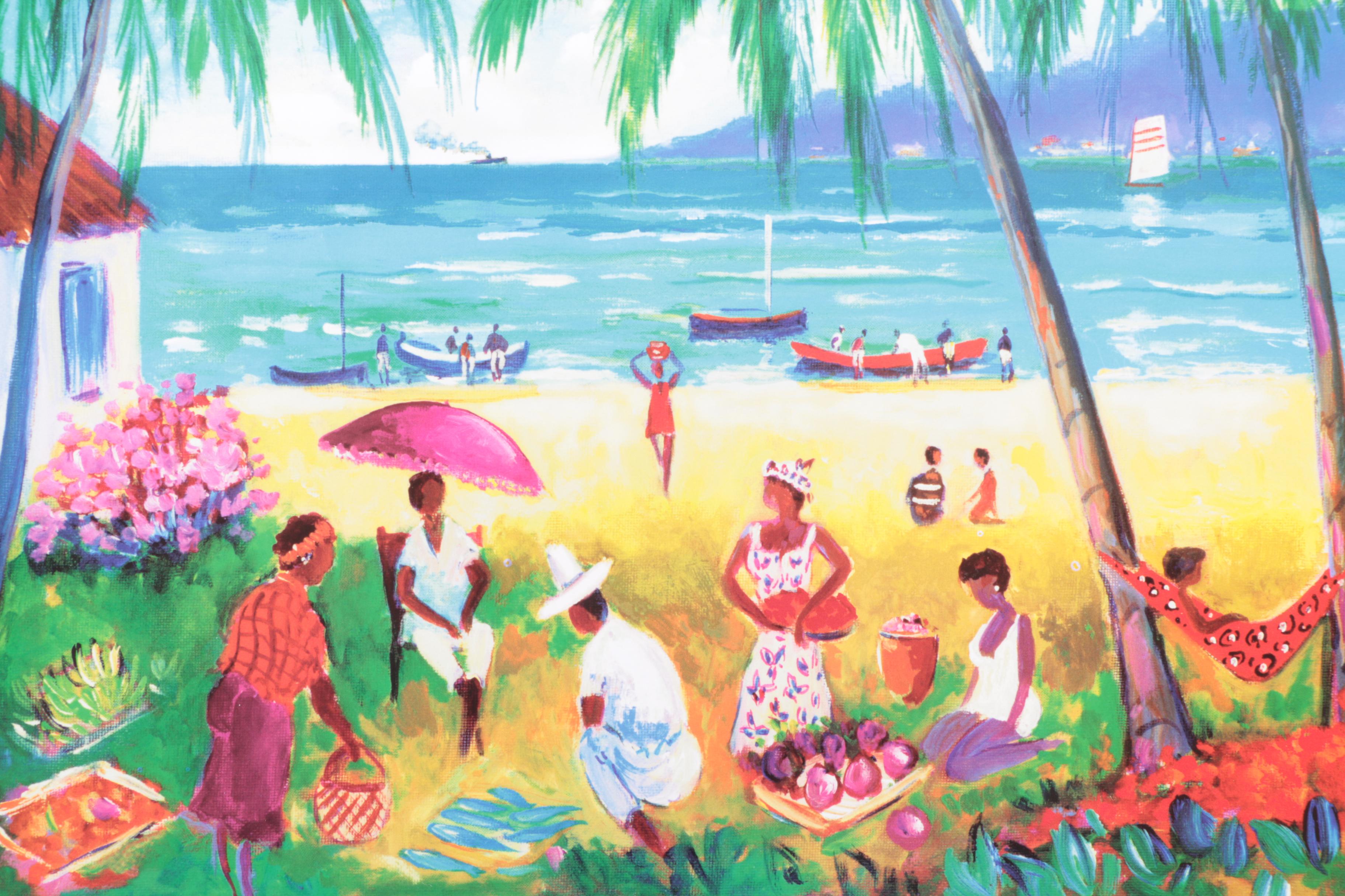 Seriolithographs After Jean-Claude Picot's Paintings "La Plage de La Saline"