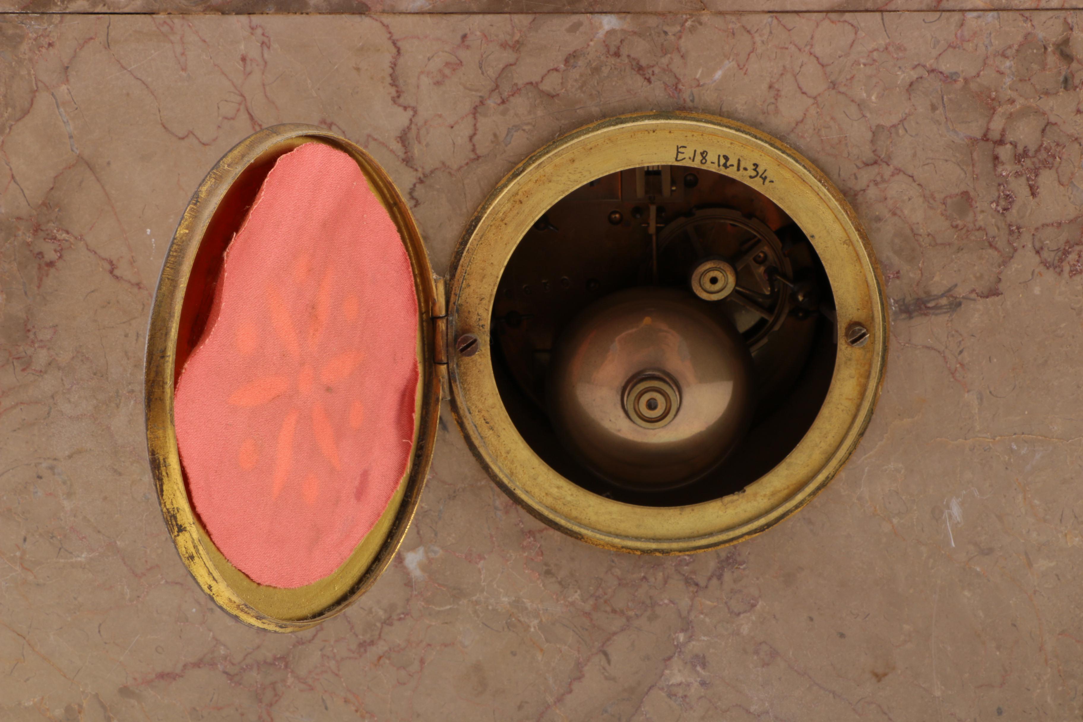 Brass Deer Statue on Marble Housed Clock