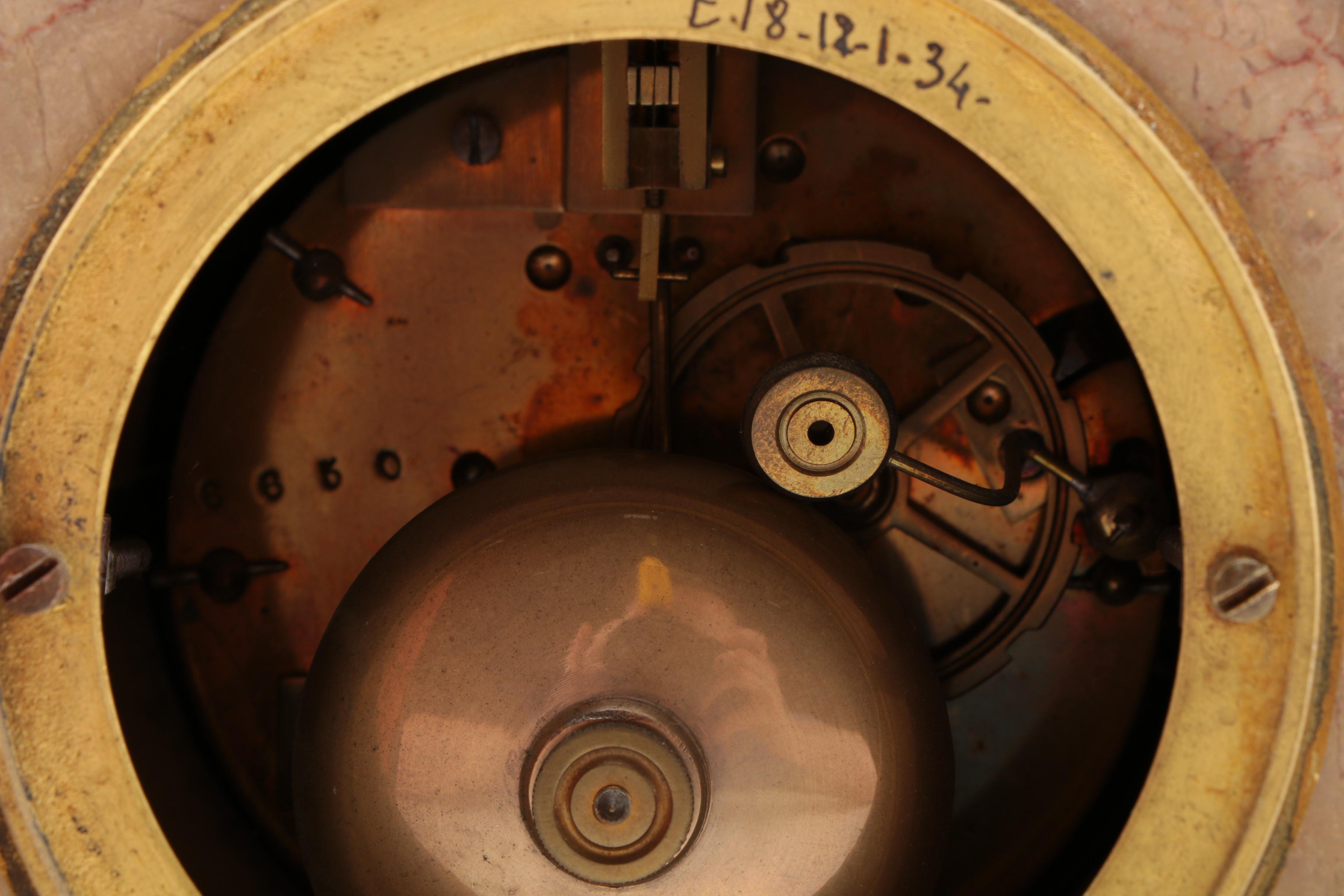 Brass Deer Statue on Marble Housed Clock