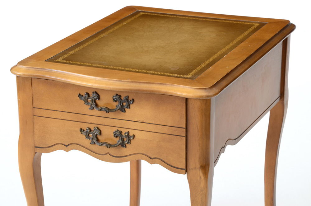 Vintage Leather Top Side Table