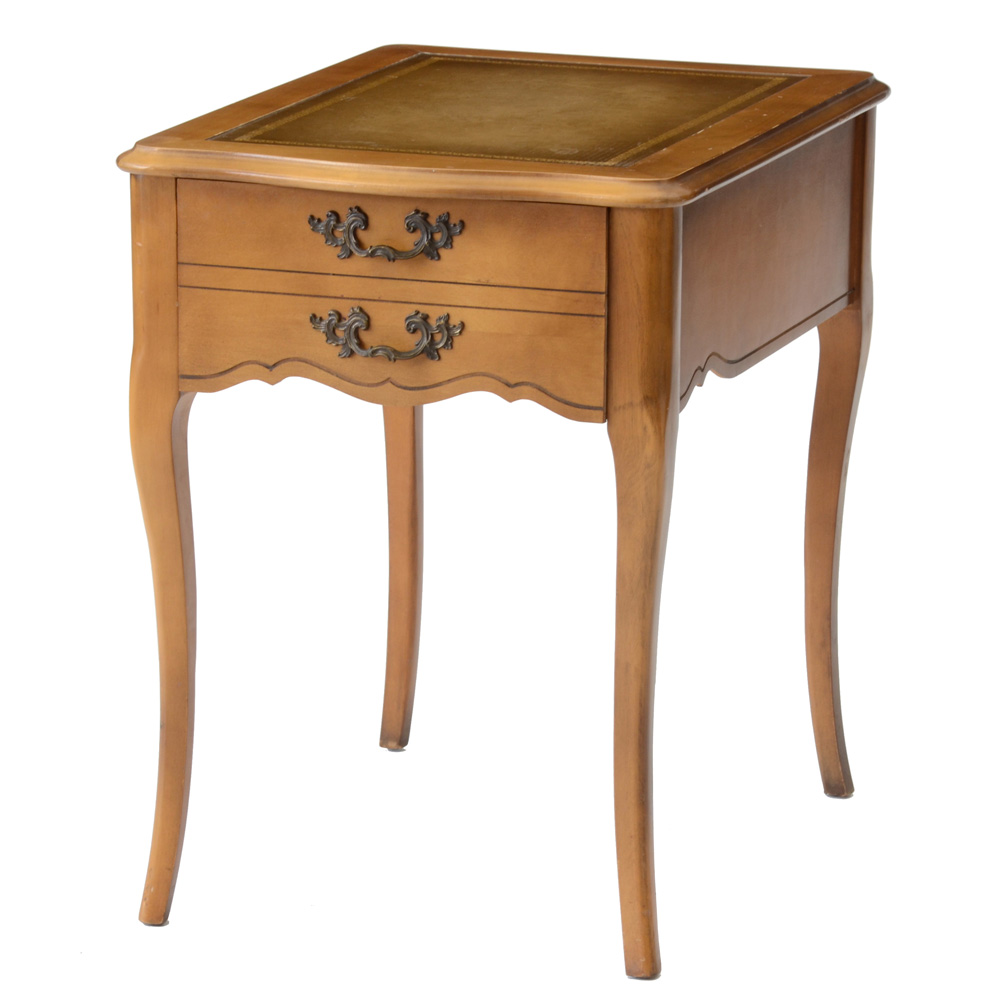 Vintage Leather Top Side Table