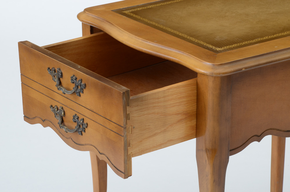 Vintage Leather Top Side Table
