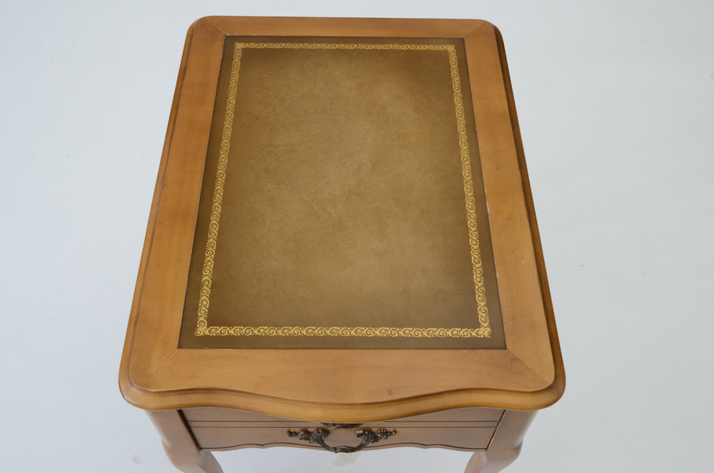 Vintage Leather Top Side Table