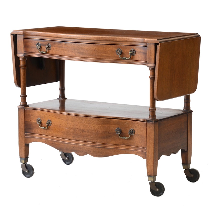 Mahogany Serving Cart with Drop-Leaves