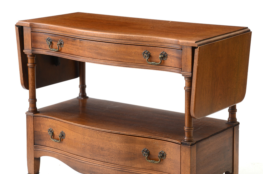 Mahogany Serving Cart with Drop-Leaves