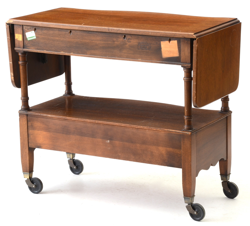 Mahogany Serving Cart with Drop-Leaves