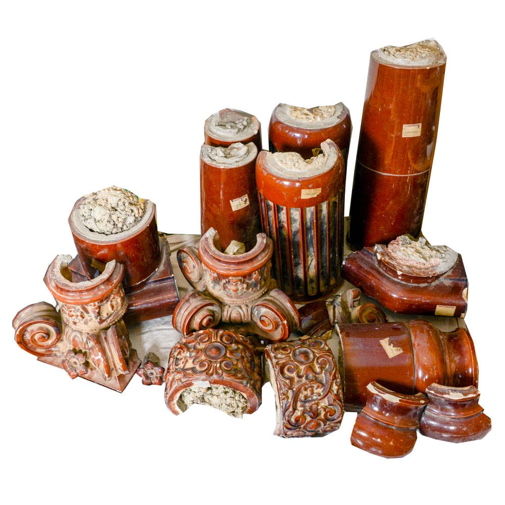 Antique European Glazed Terra Cotta Architectural Moldings
