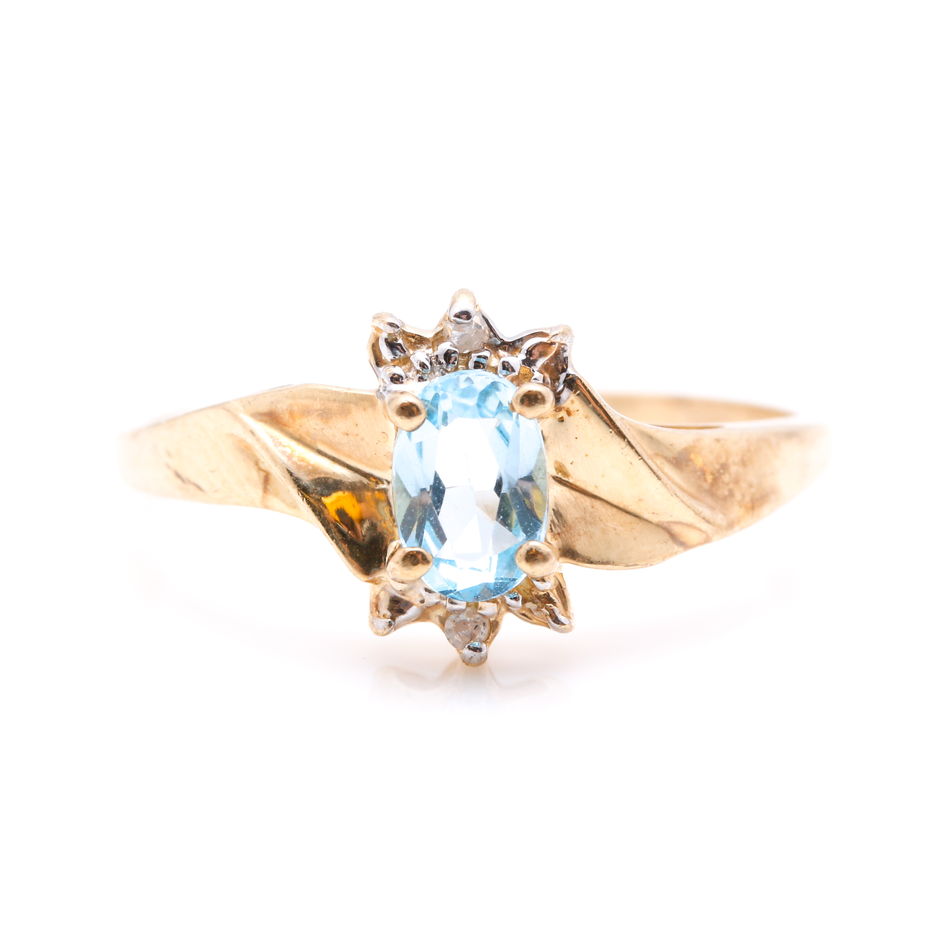 10K Yellow Gold Gemstone and Diamond Rings