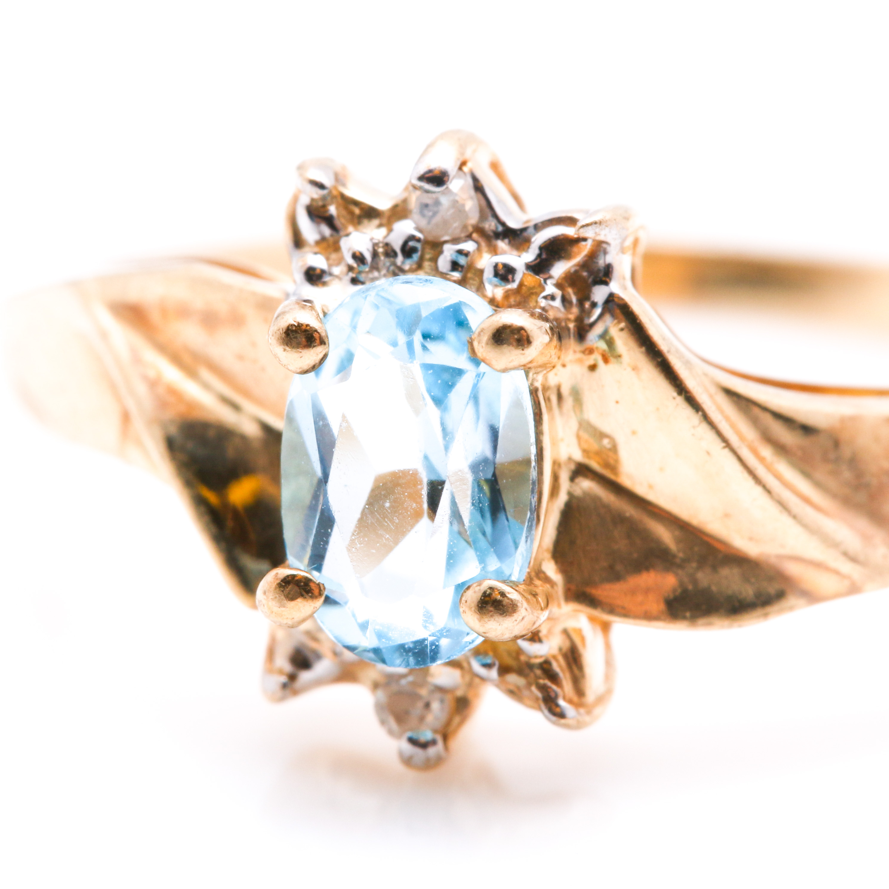 10K Yellow Gold Gemstone and Diamond Rings