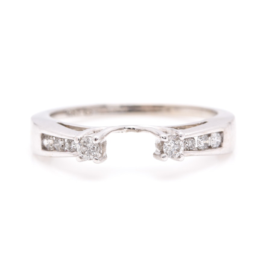 14K White Gold and Diamond Ring Enhancer