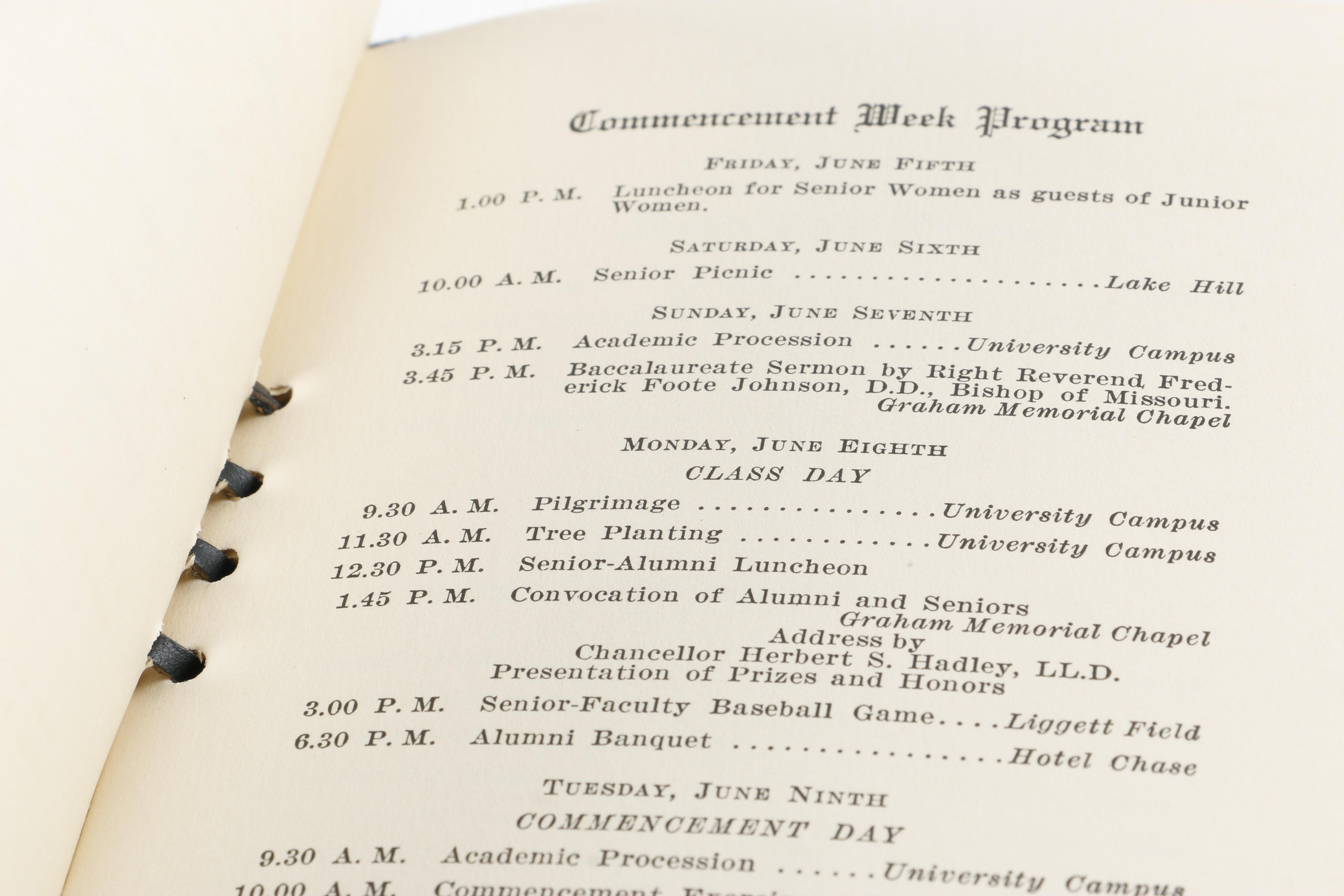 Vintage Ephemera including Washington University Commencement Program