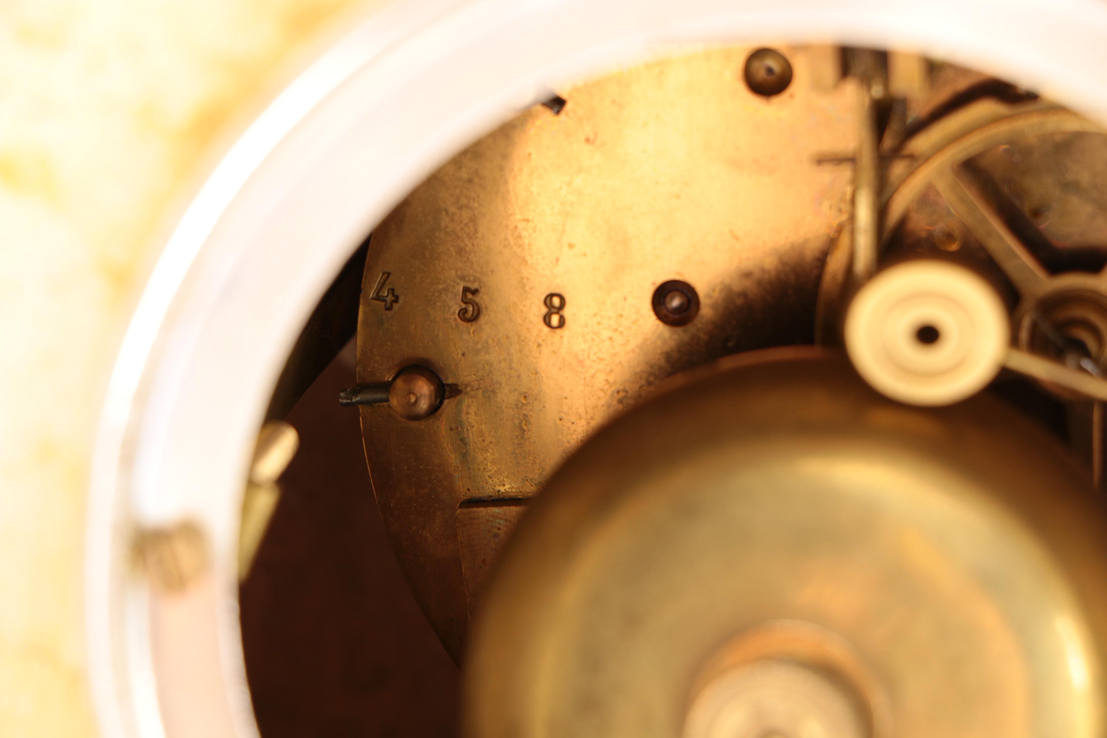 Art Deco Marble Desk Clock with Stauette and a pair of Bookends