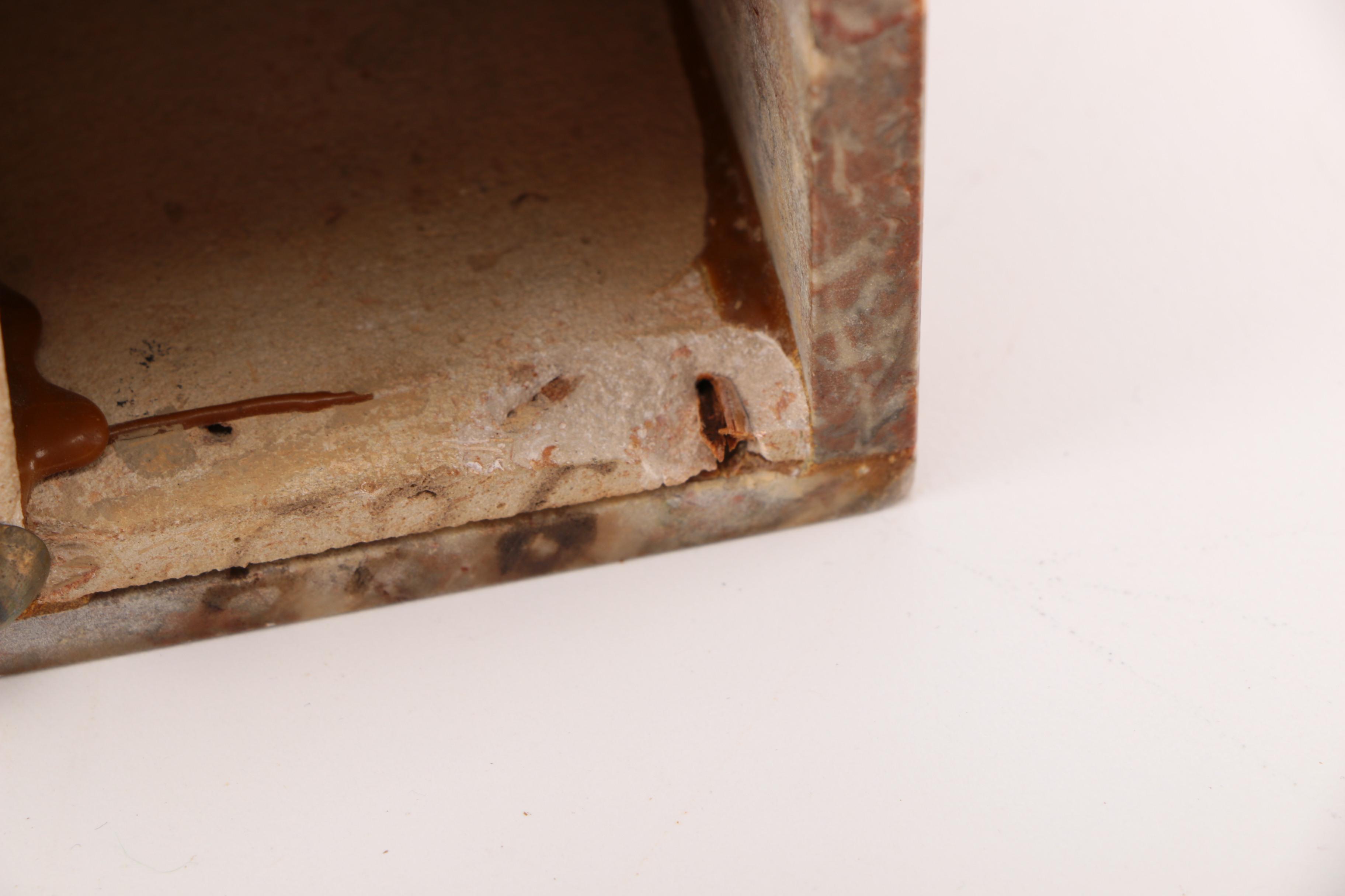 Art Deco Marble Desk Clock with Stauette and a pair of Bookends