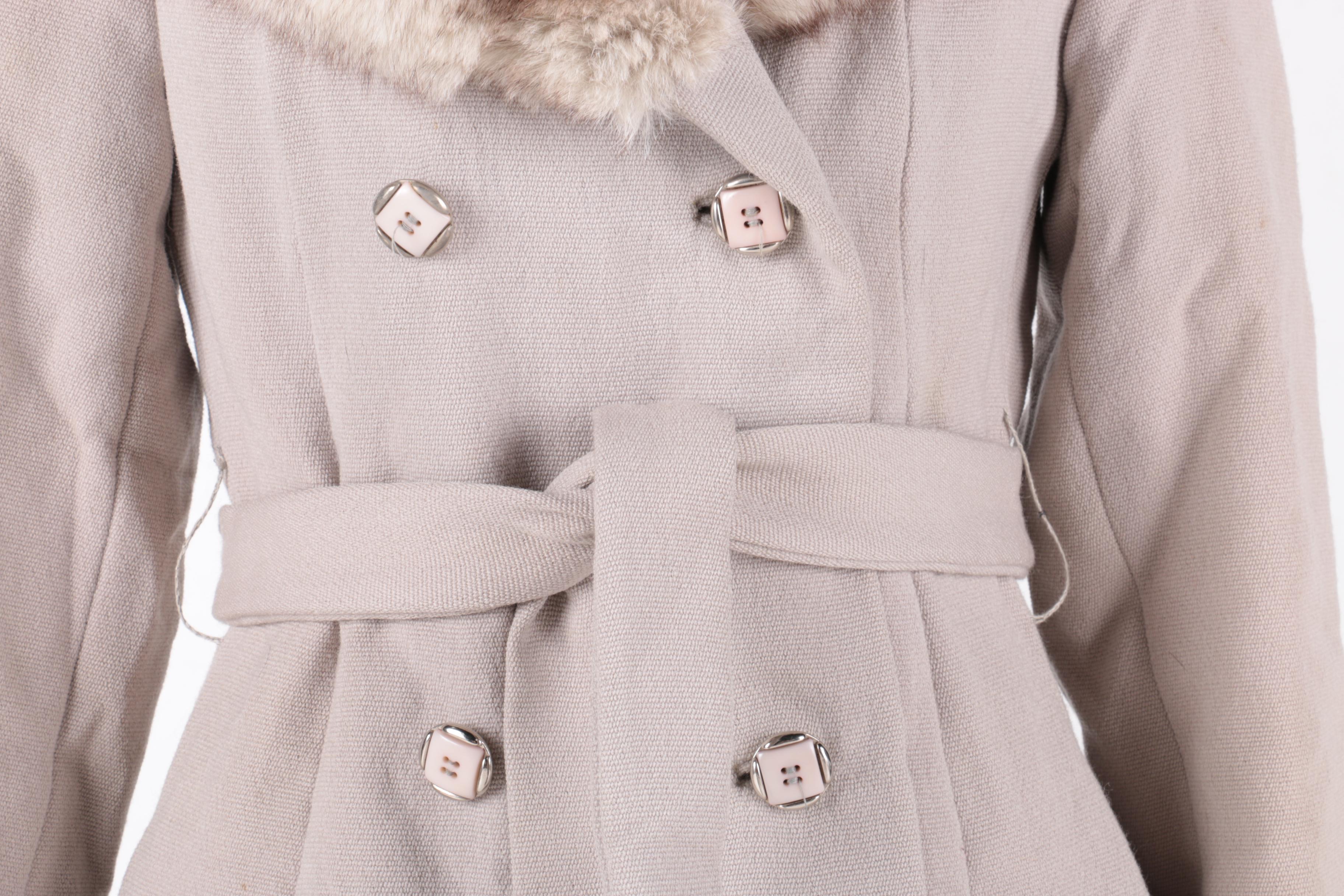 Vintage Double Breasted Coat with Fox Fur Collar