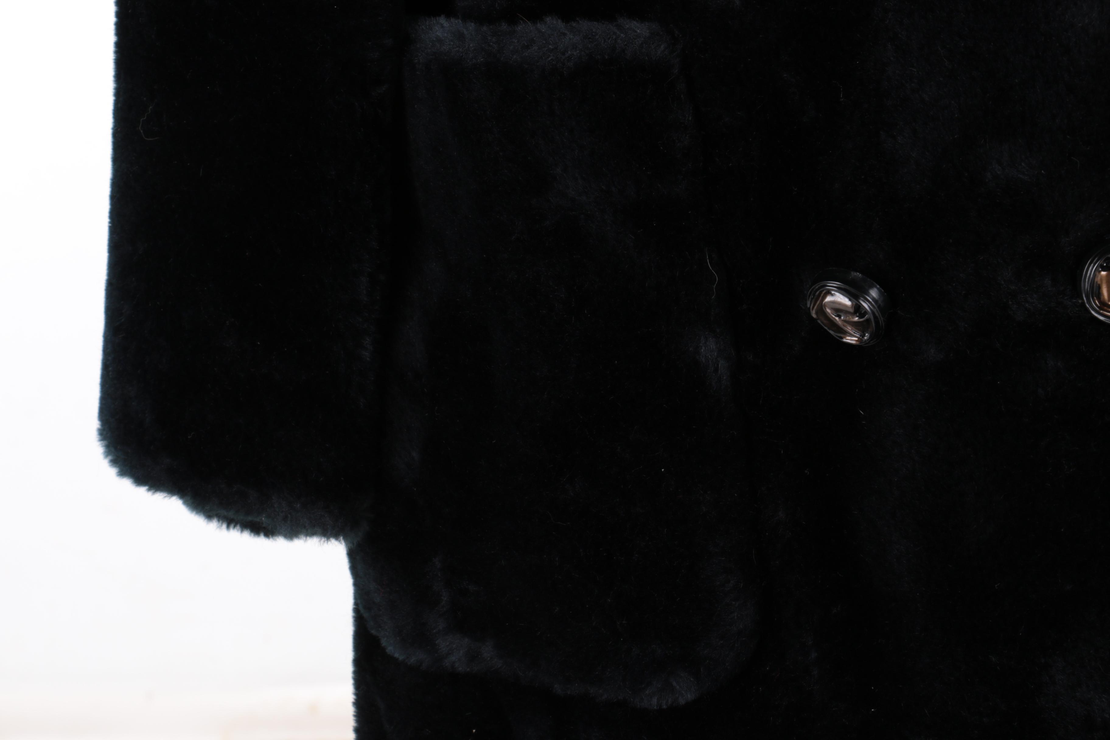 Davis of Boston Black Faux Fur Double Breasted Coat