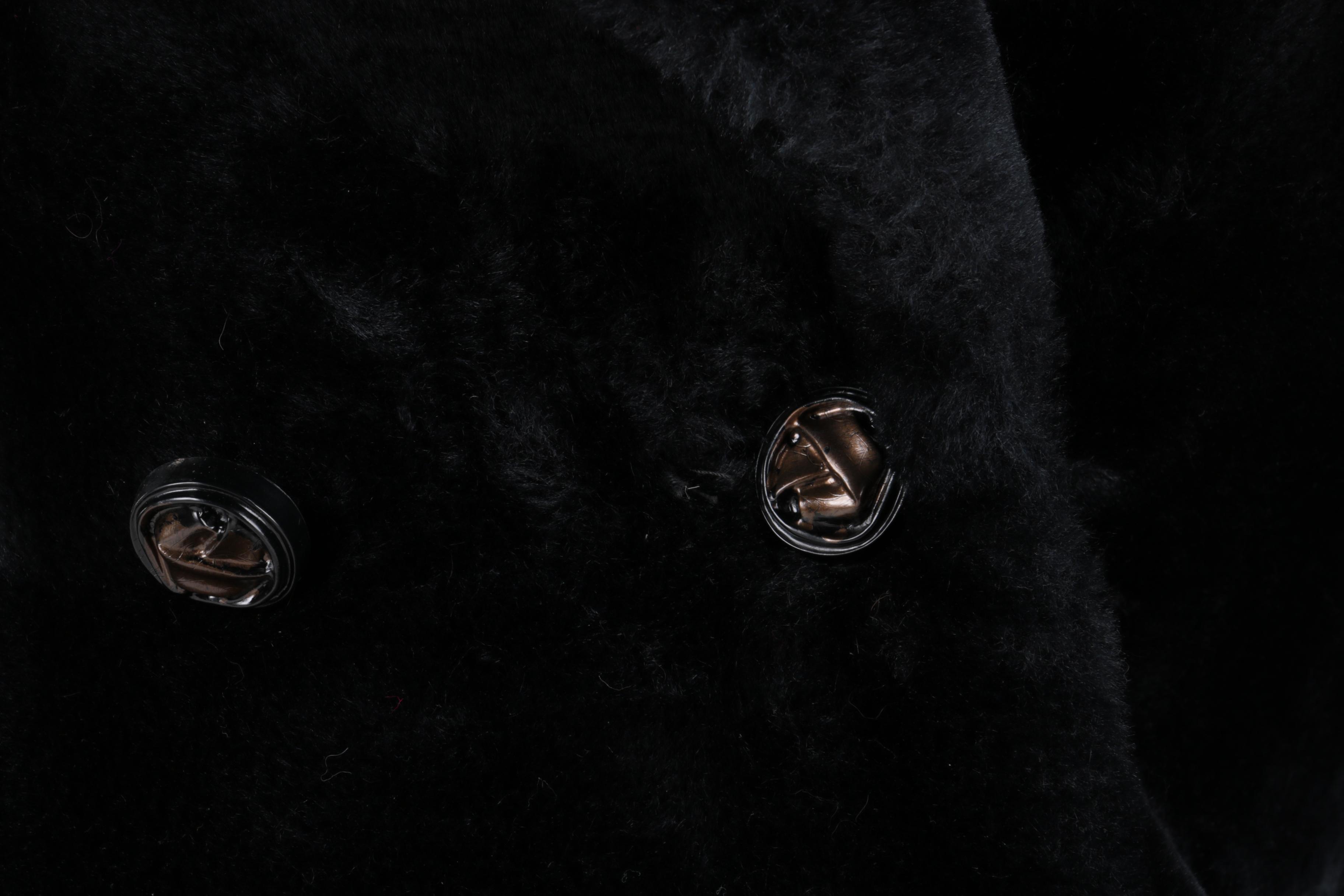 Davis of Boston Black Faux Fur Double Breasted Coat