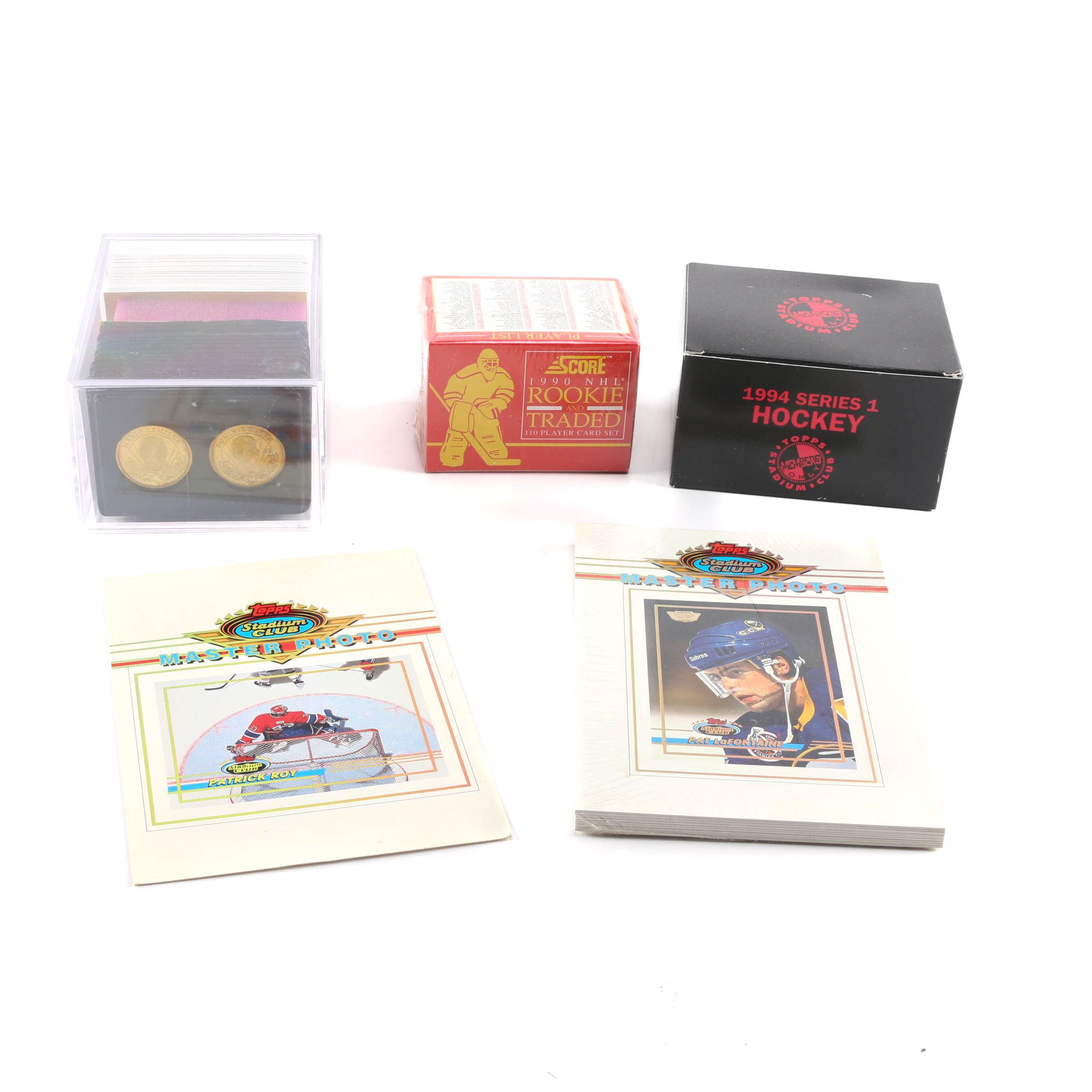 Assortment of 1990s Hockey Cards and Coins