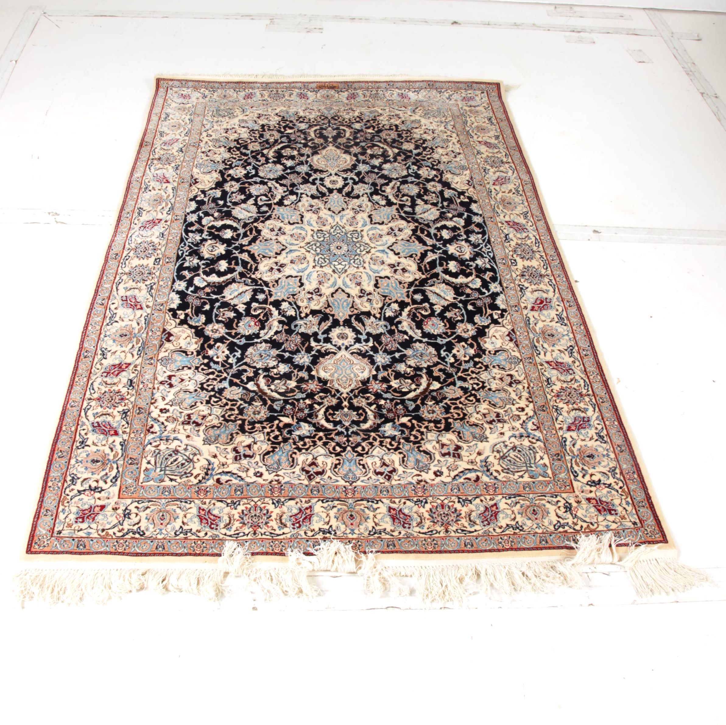 Hand-Knotted Iranian Isfahan Area Rug