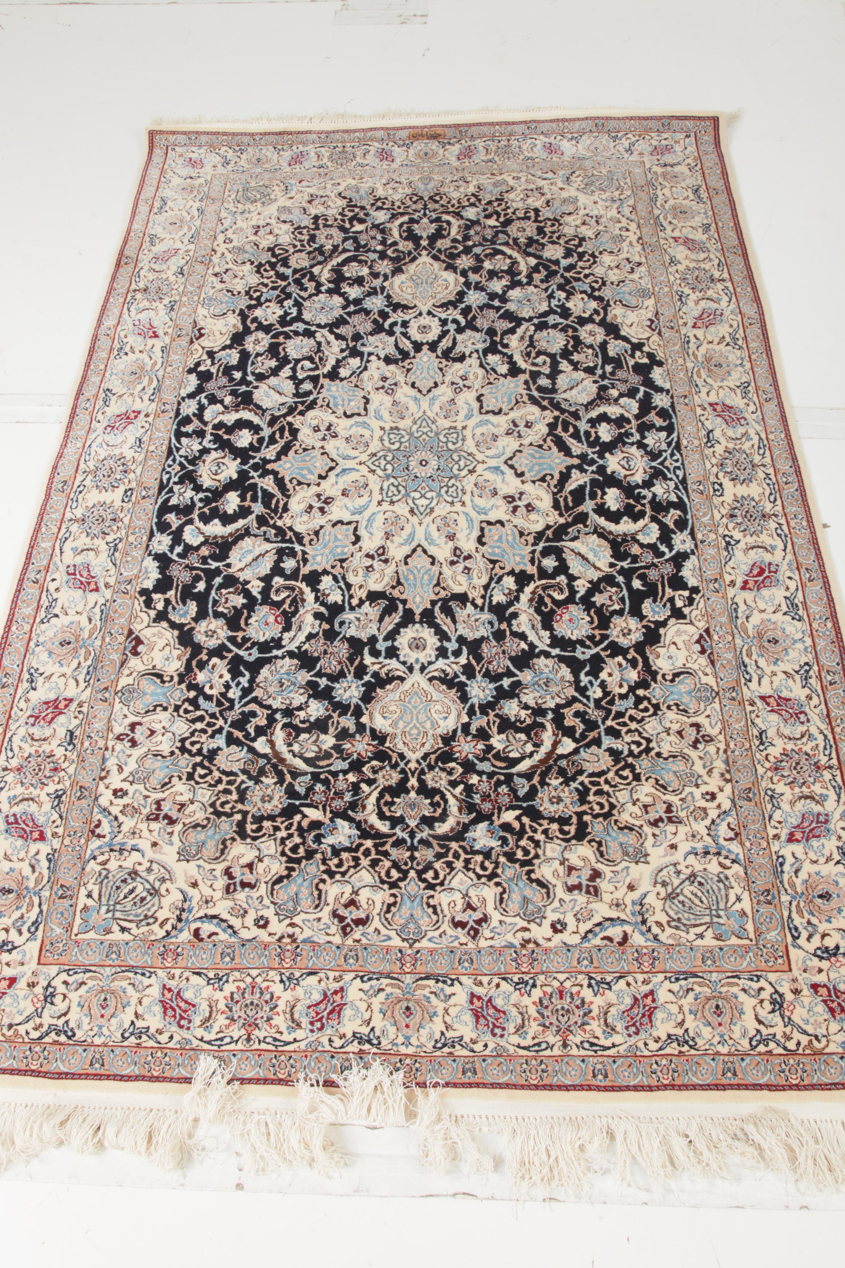 Hand-Knotted Iranian Isfahan Area Rug