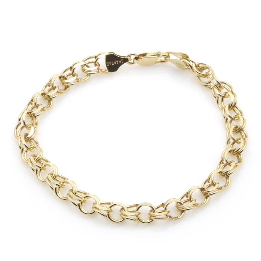 14K Yellow Gold Fancy Cable Link Bracelet