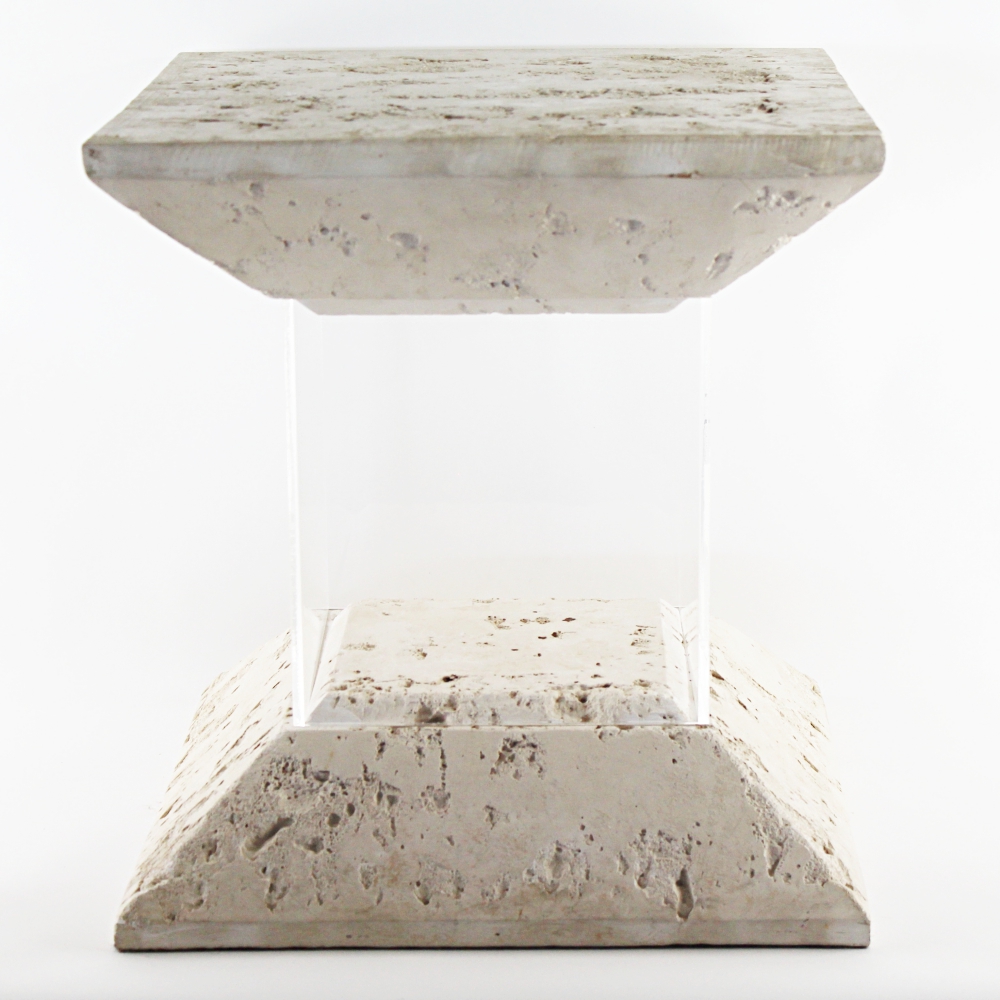 Faux Limestone and Acrylic Accent Table