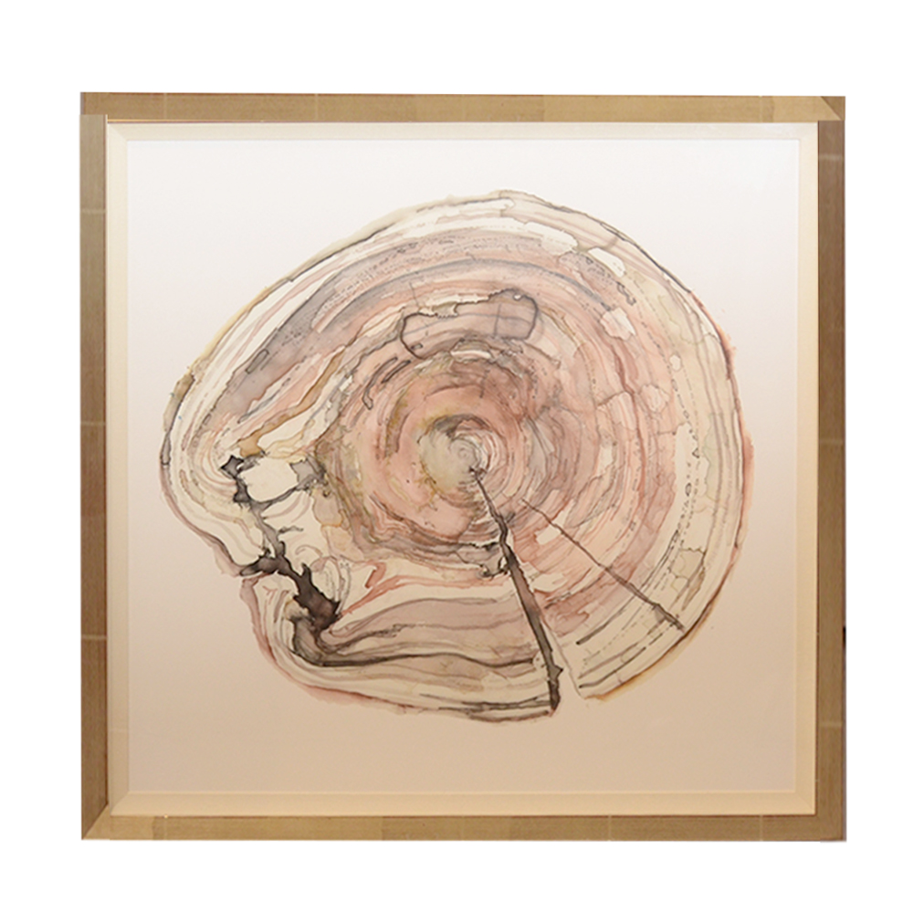 Framed Watercolor of a Tree Stump