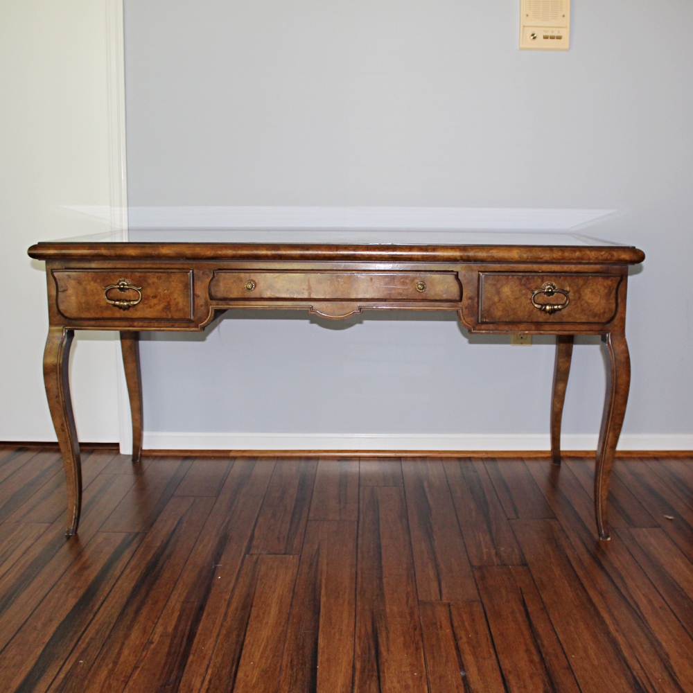 French Style Ornate Burlwood Desk