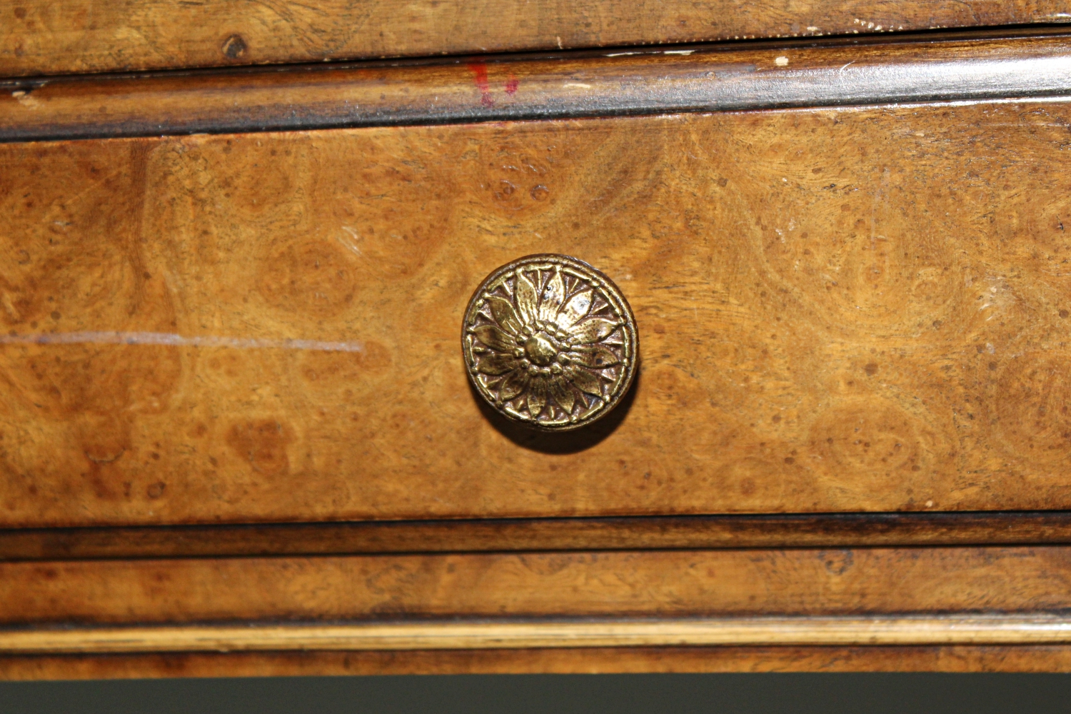 French Style Ornate Burlwood Desk