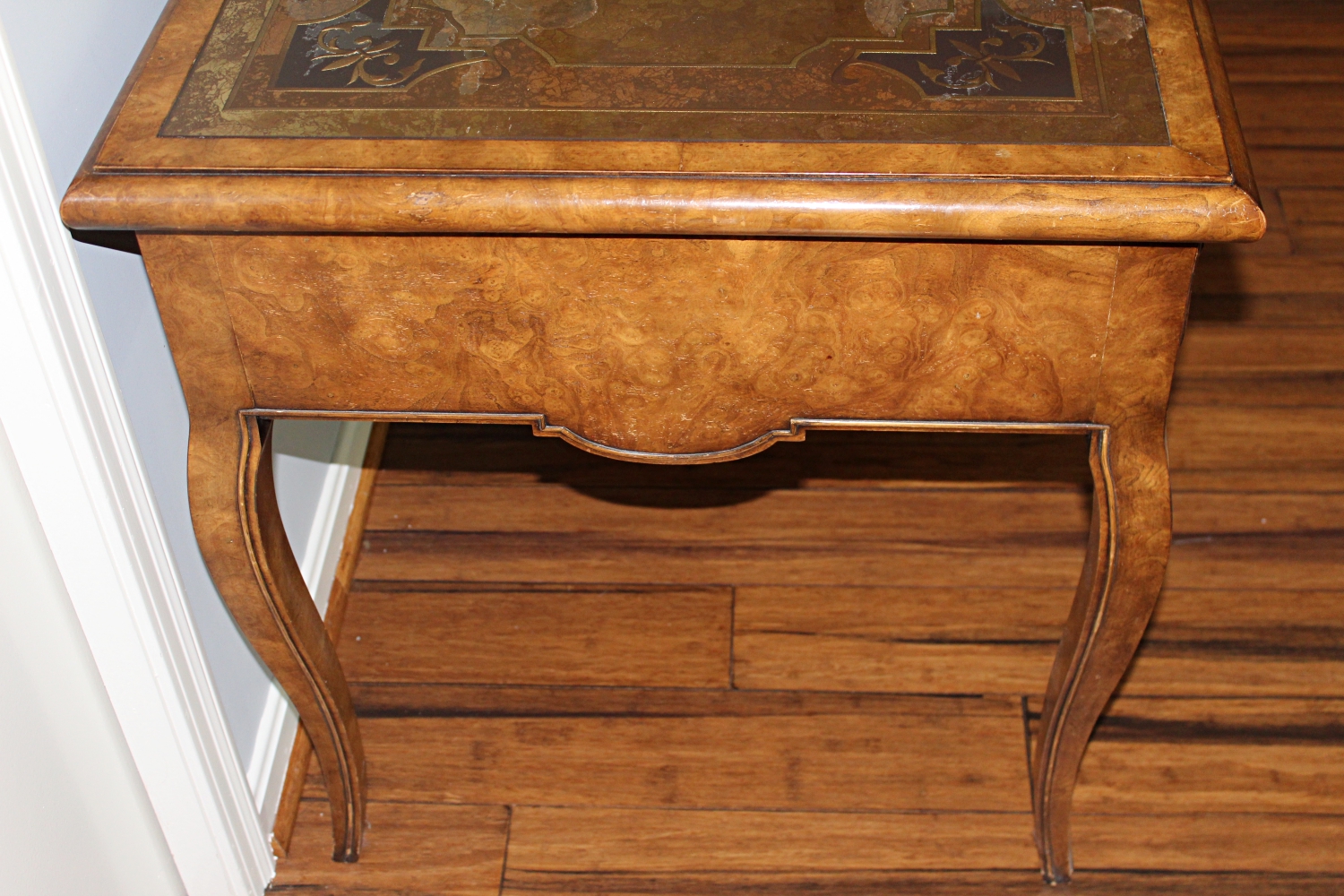 French Style Ornate Burlwood Desk