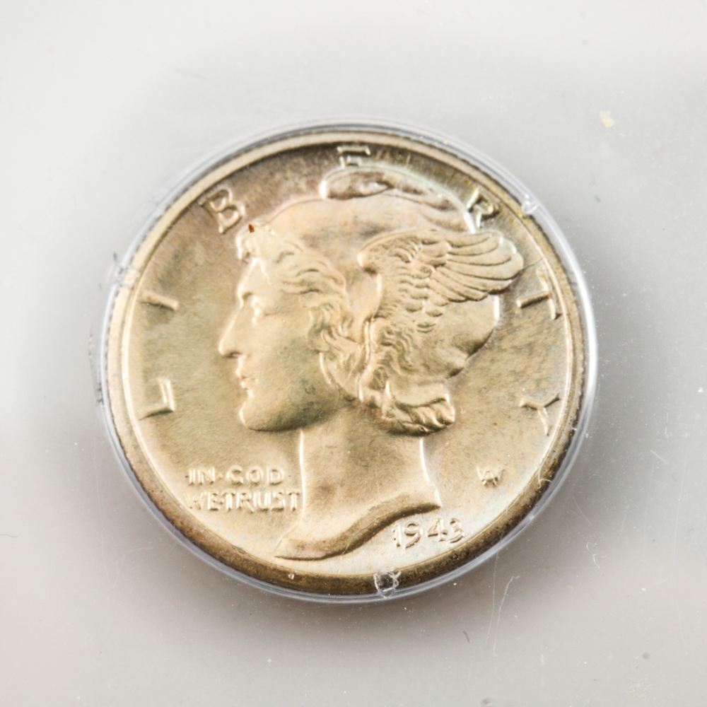 Four Encapsulated Mercury Silver Dimes