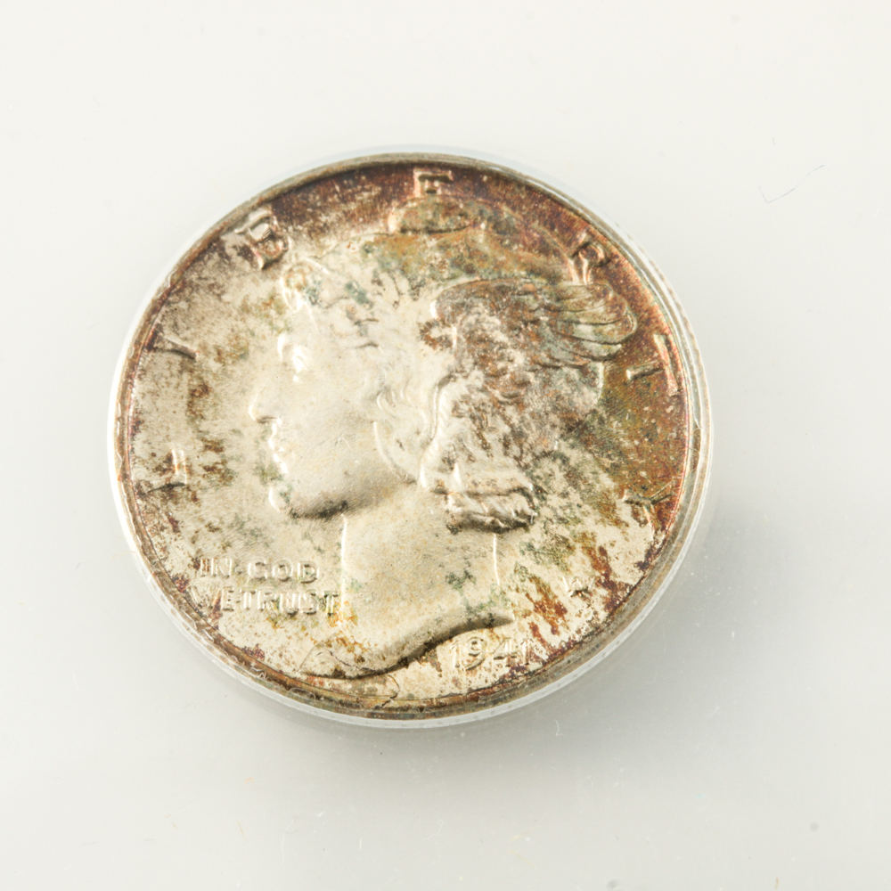 Four Encapsulated Mercury Silver Dimes