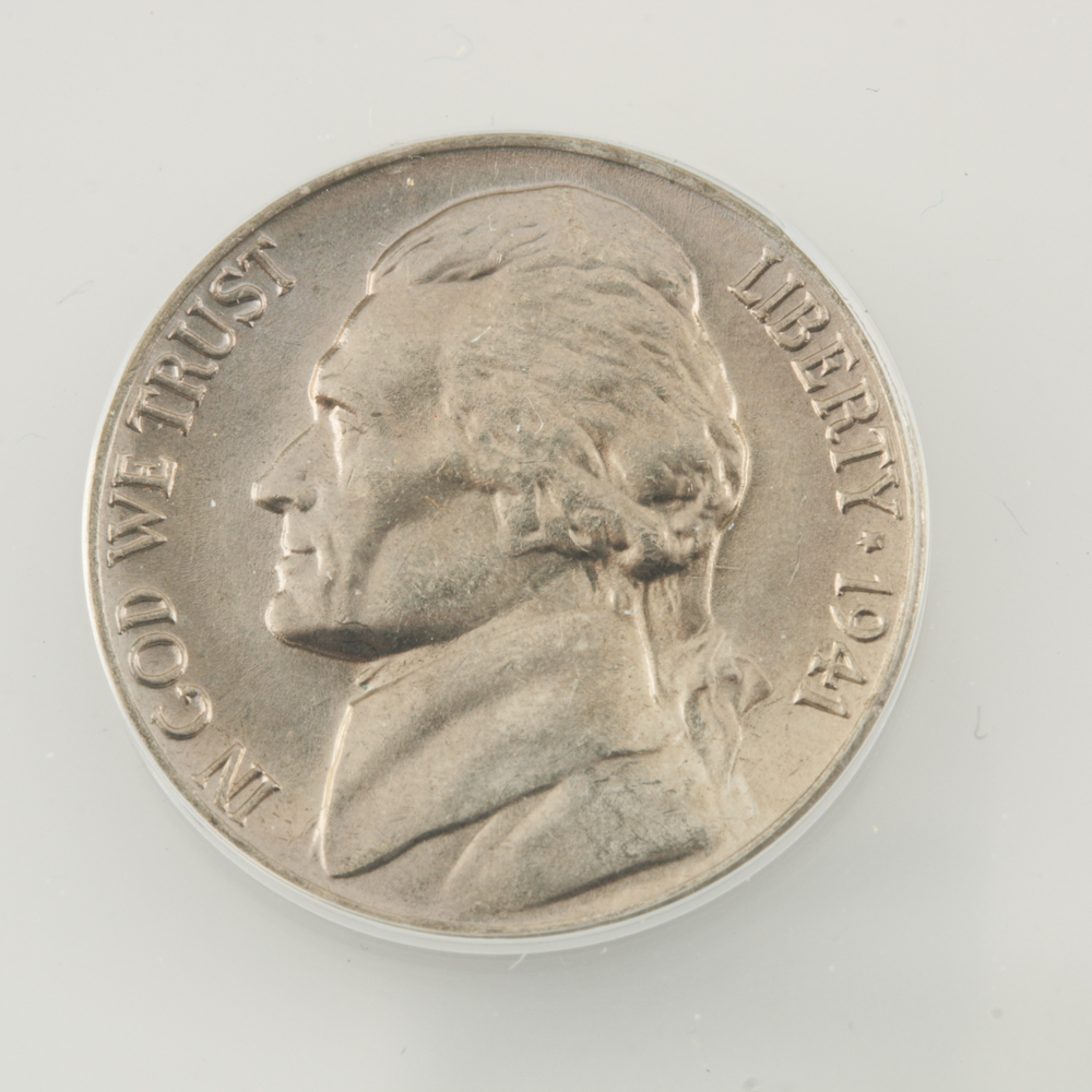 Five Encapsulated Jefferson Nickels