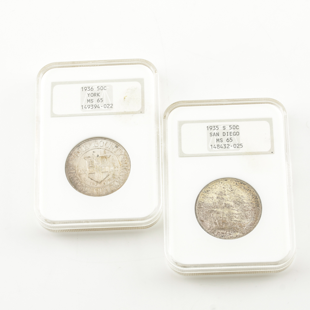 Two Encapsulated Silver Half Dollars