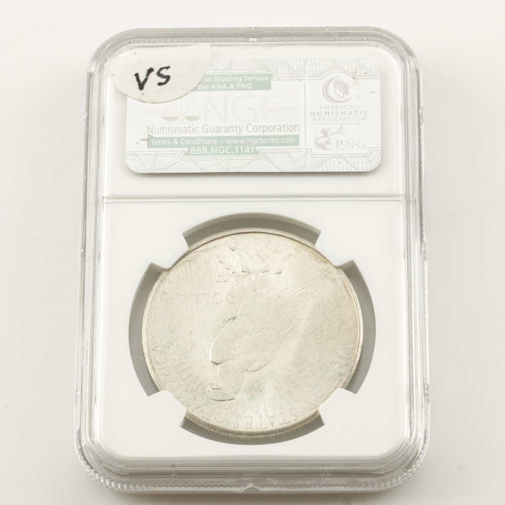 Encapsulated and Graded MS63 (by NGC) 1922 S Peace Silver Dollar
